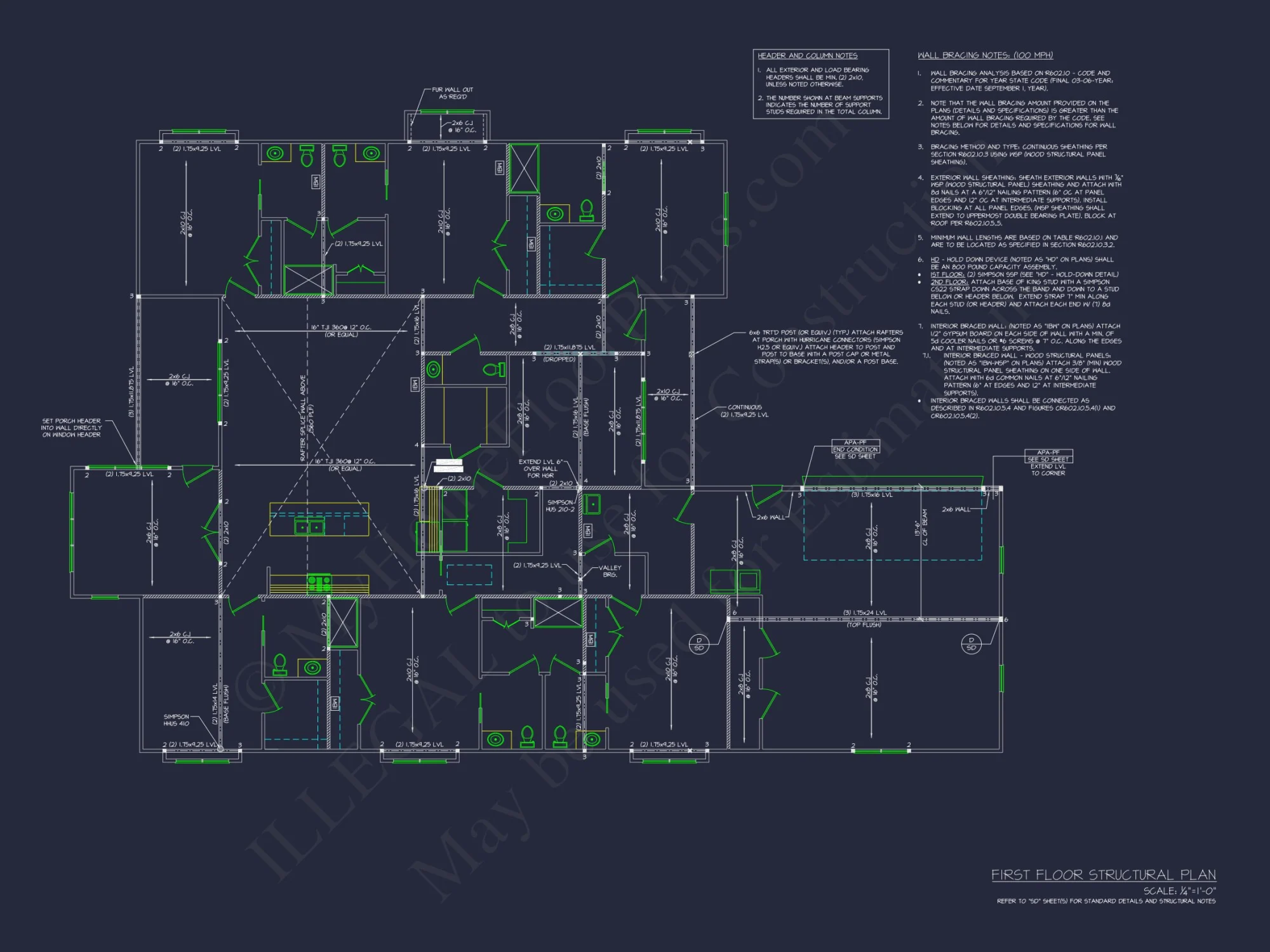 Architectural house Plan with 6 Bedrooms – CAD & Blueprints