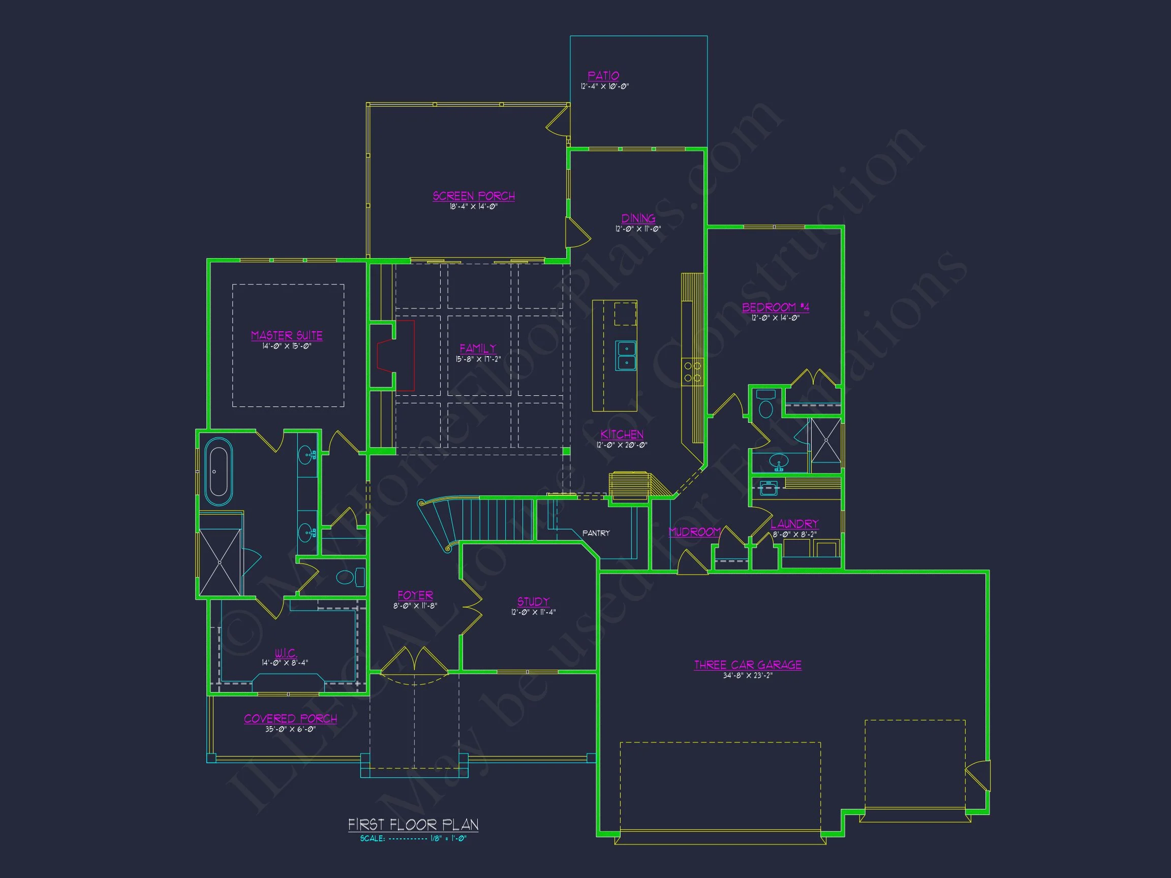 Dream house Plan with 4 Beds Floor Plan and CAD Designs