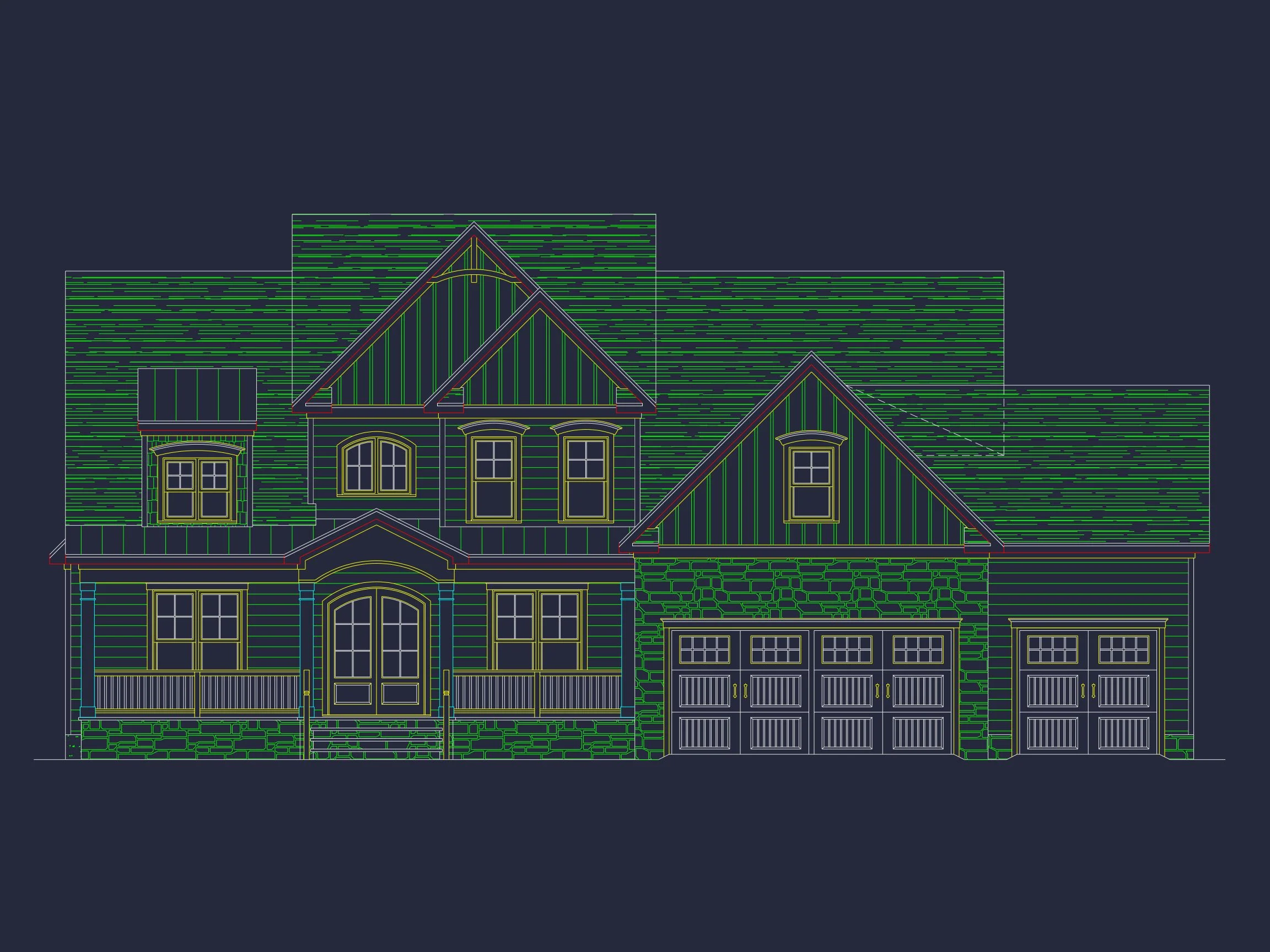 Dream house Plan with 4 Beds Floor Plan and CAD Designs