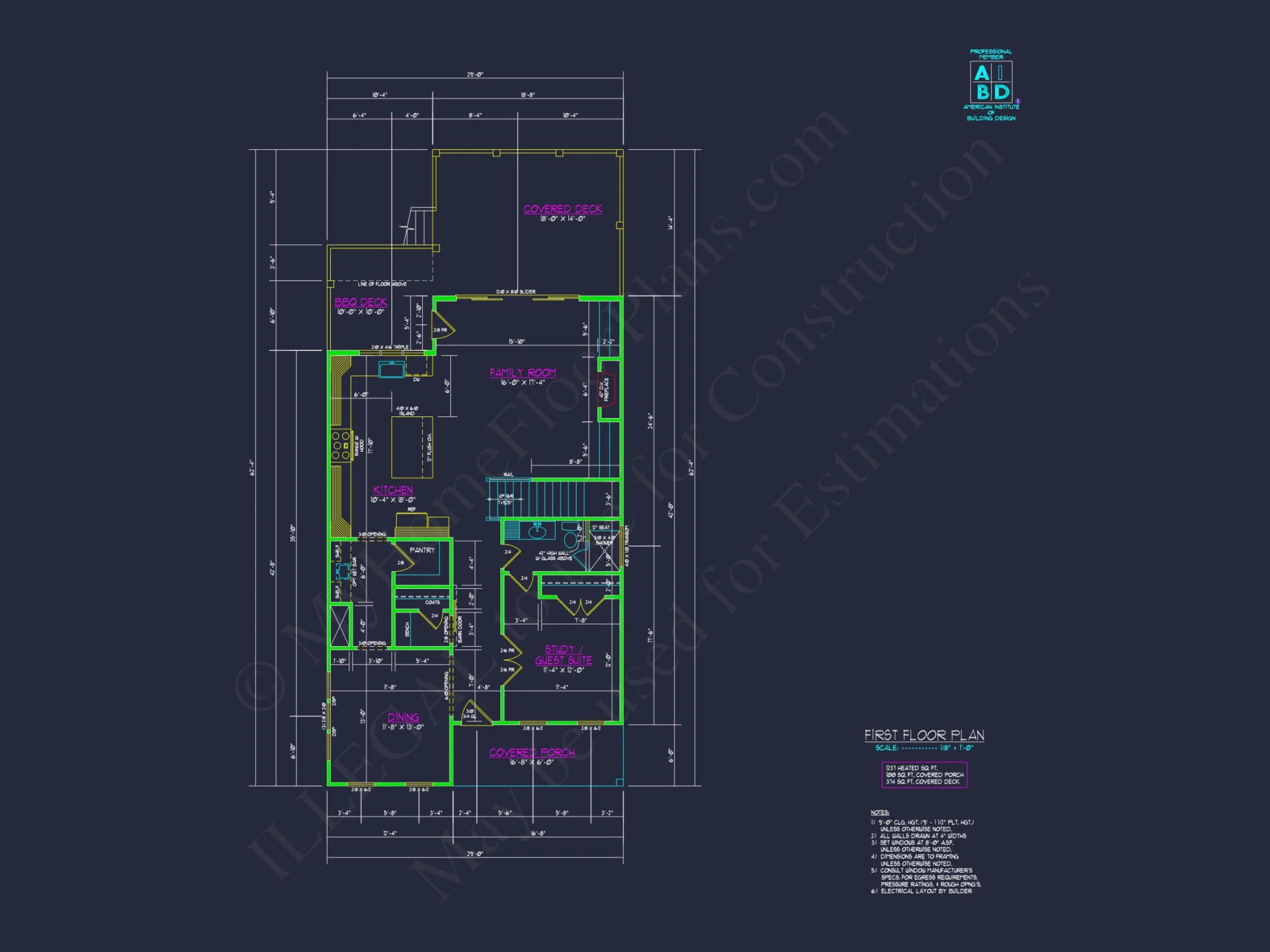 Modern Craftsman house Plan with Open Floor Designs and CAD