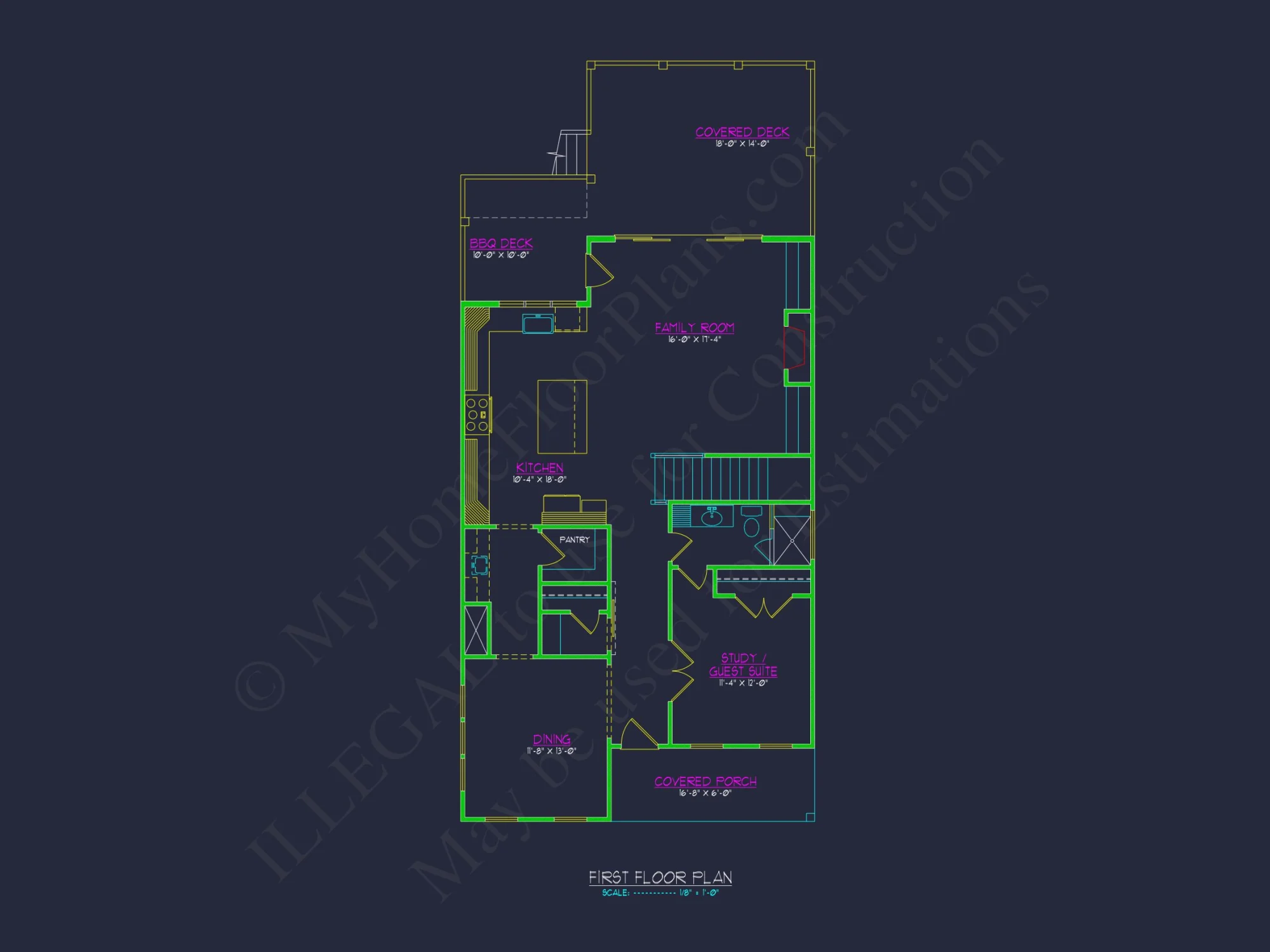 Modern Craftsman house Plan with Open Floor Designs and CAD
