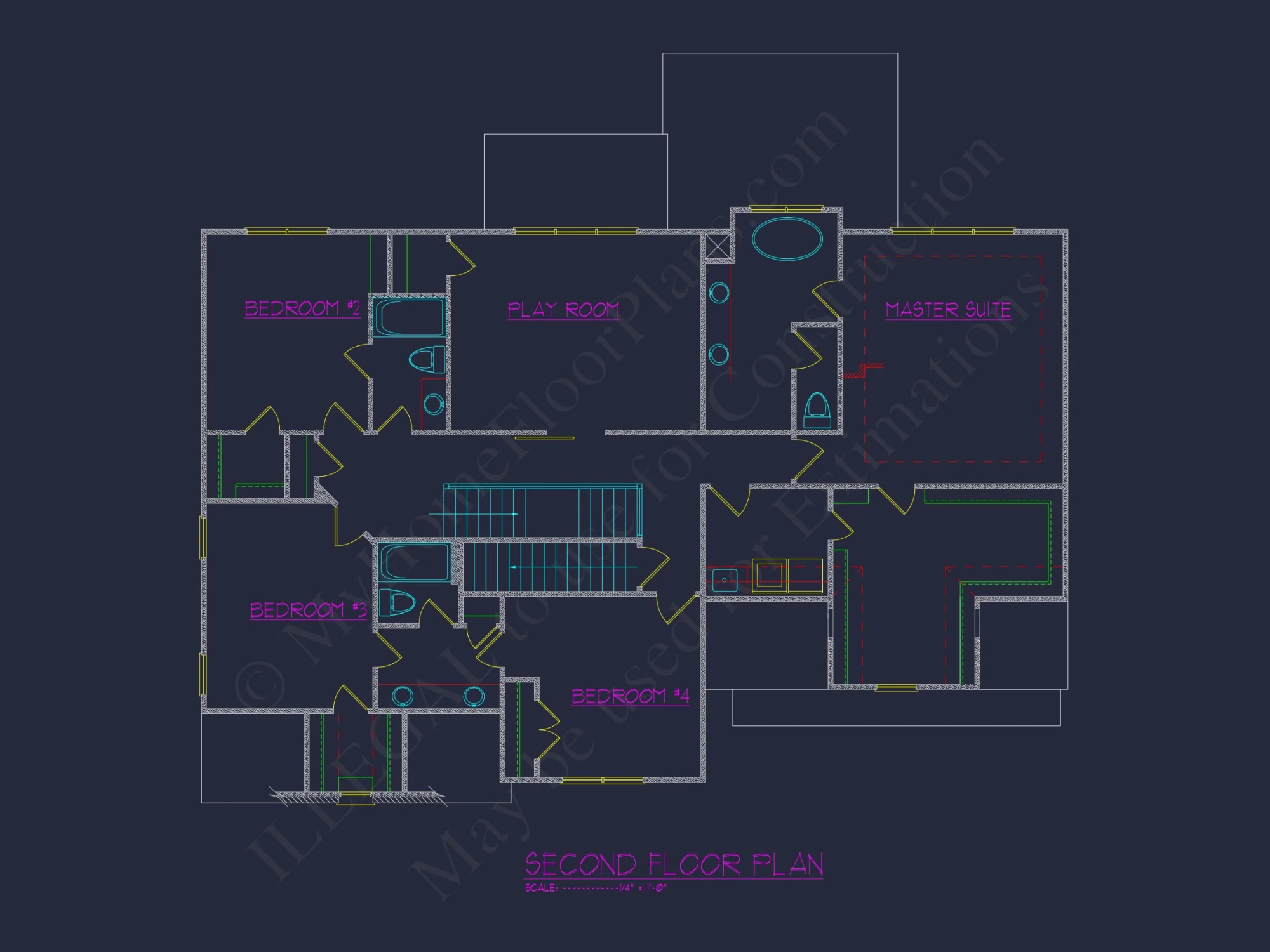Spacious 5-Bedroom house Plan with Detailed CAD Designs