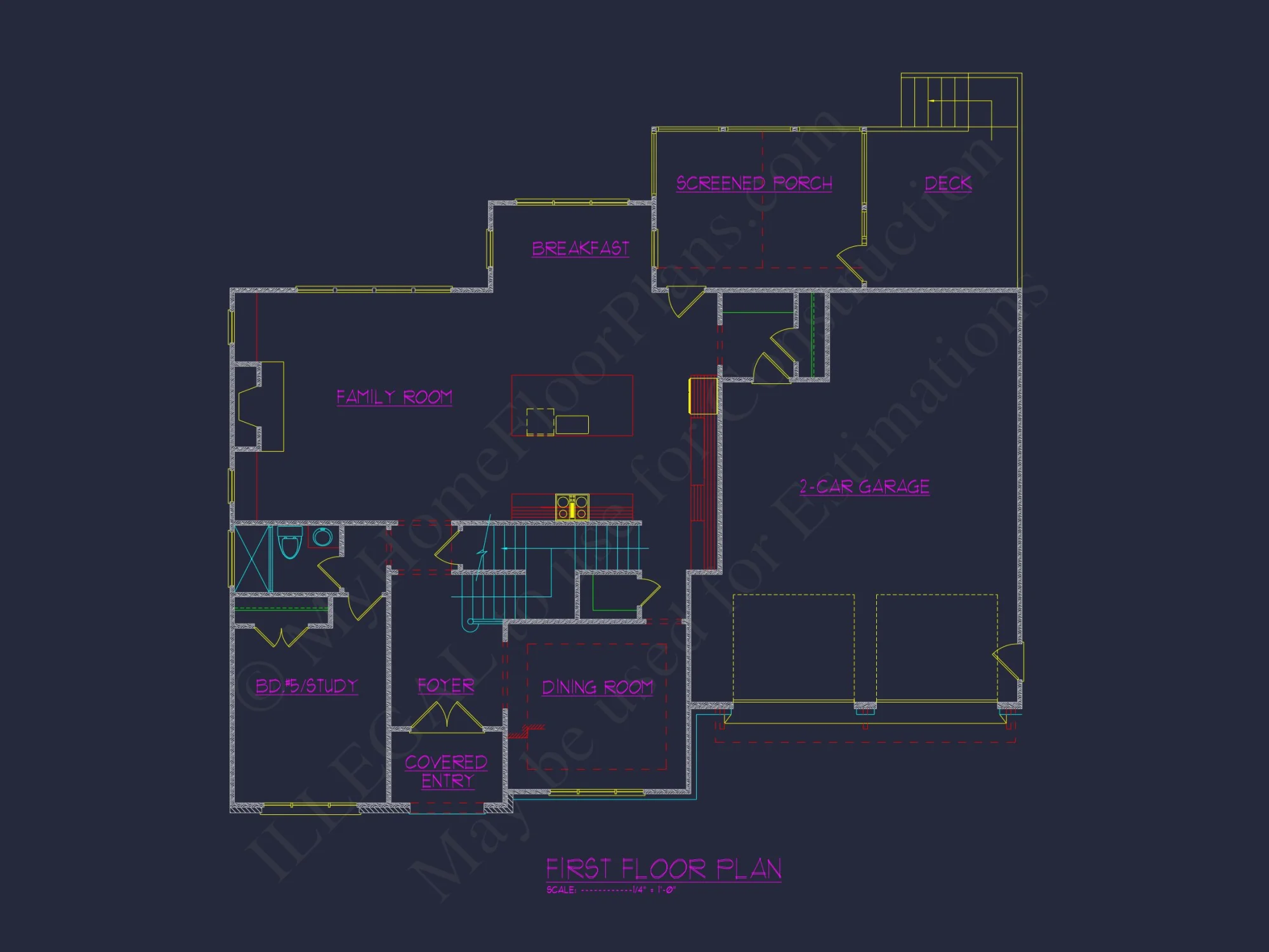Spacious 5-Bedroom house Plan with Detailed CAD Designs