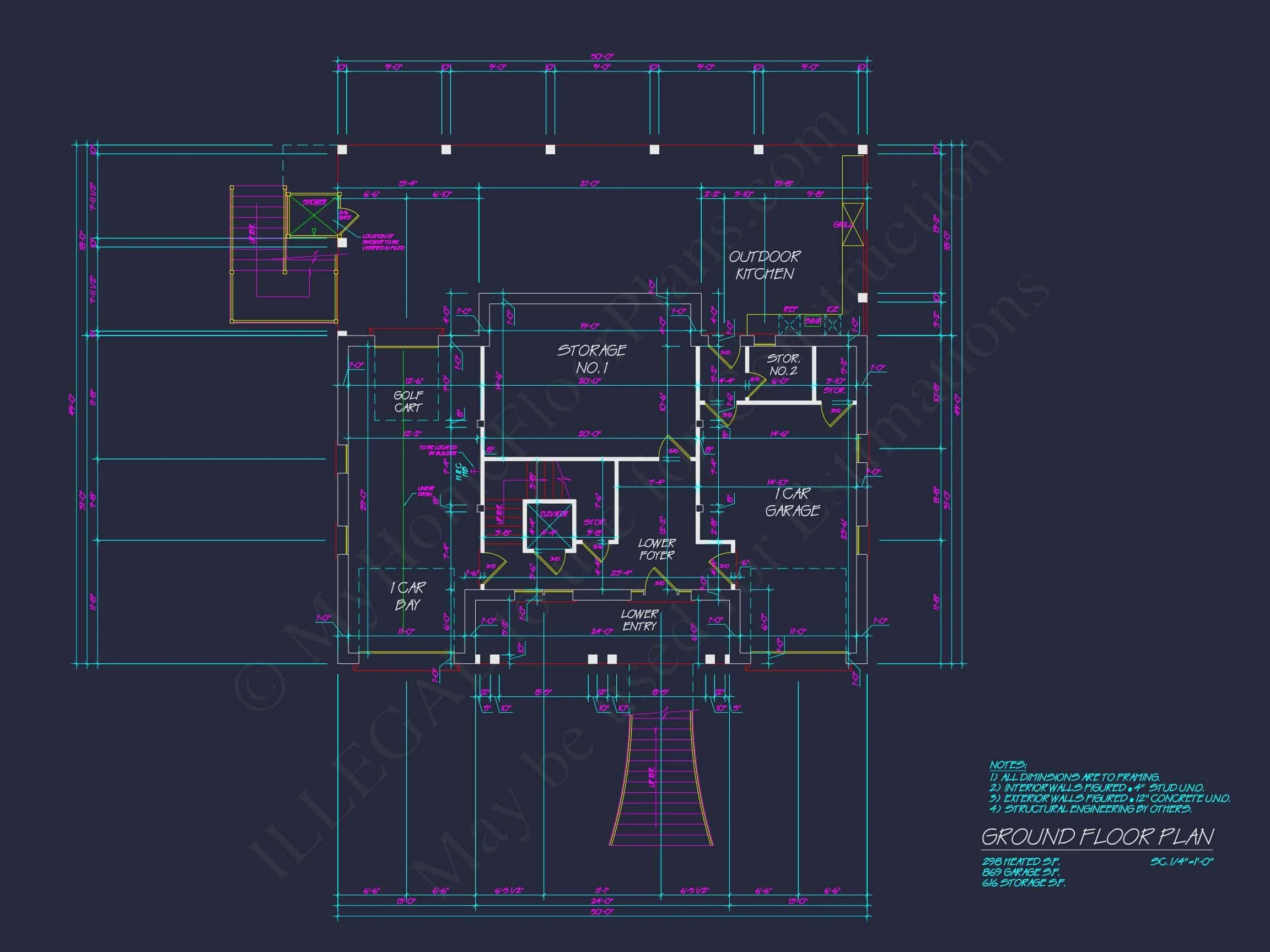 17-1558 HOUSE PLAN - Custom Beach House Floor Plan with 3 Beds and Open Layout 7 Custom Beach house Floor Plan with 3 Beds and Open Layout