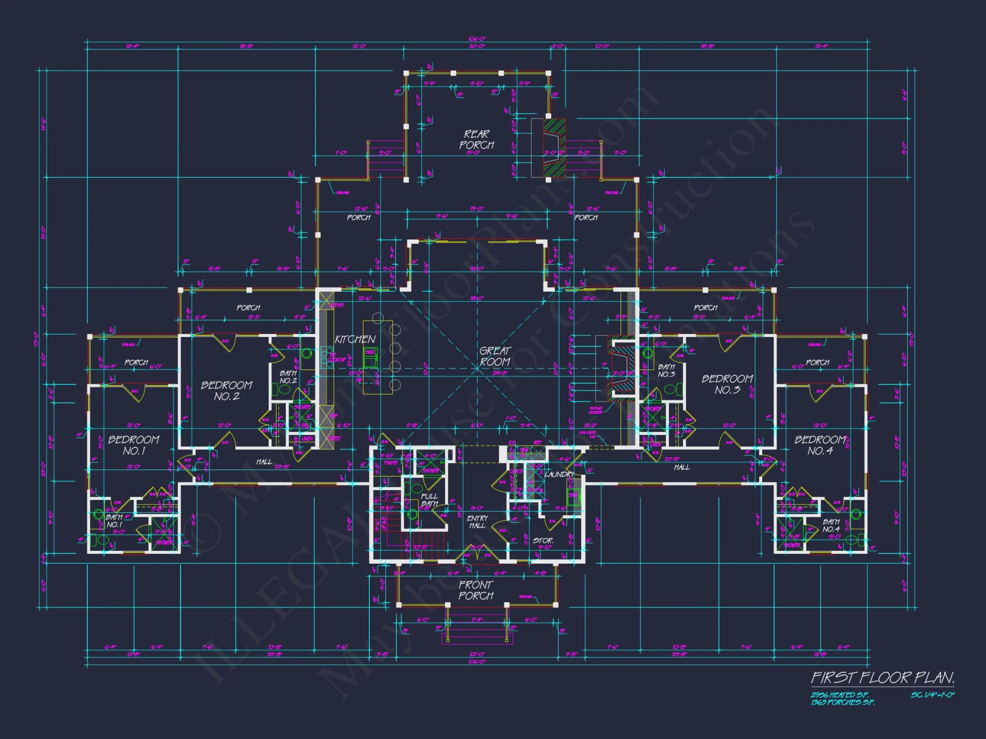Craftsman house Plan with 4 Beds, Open Floor Plan & CAD Designs