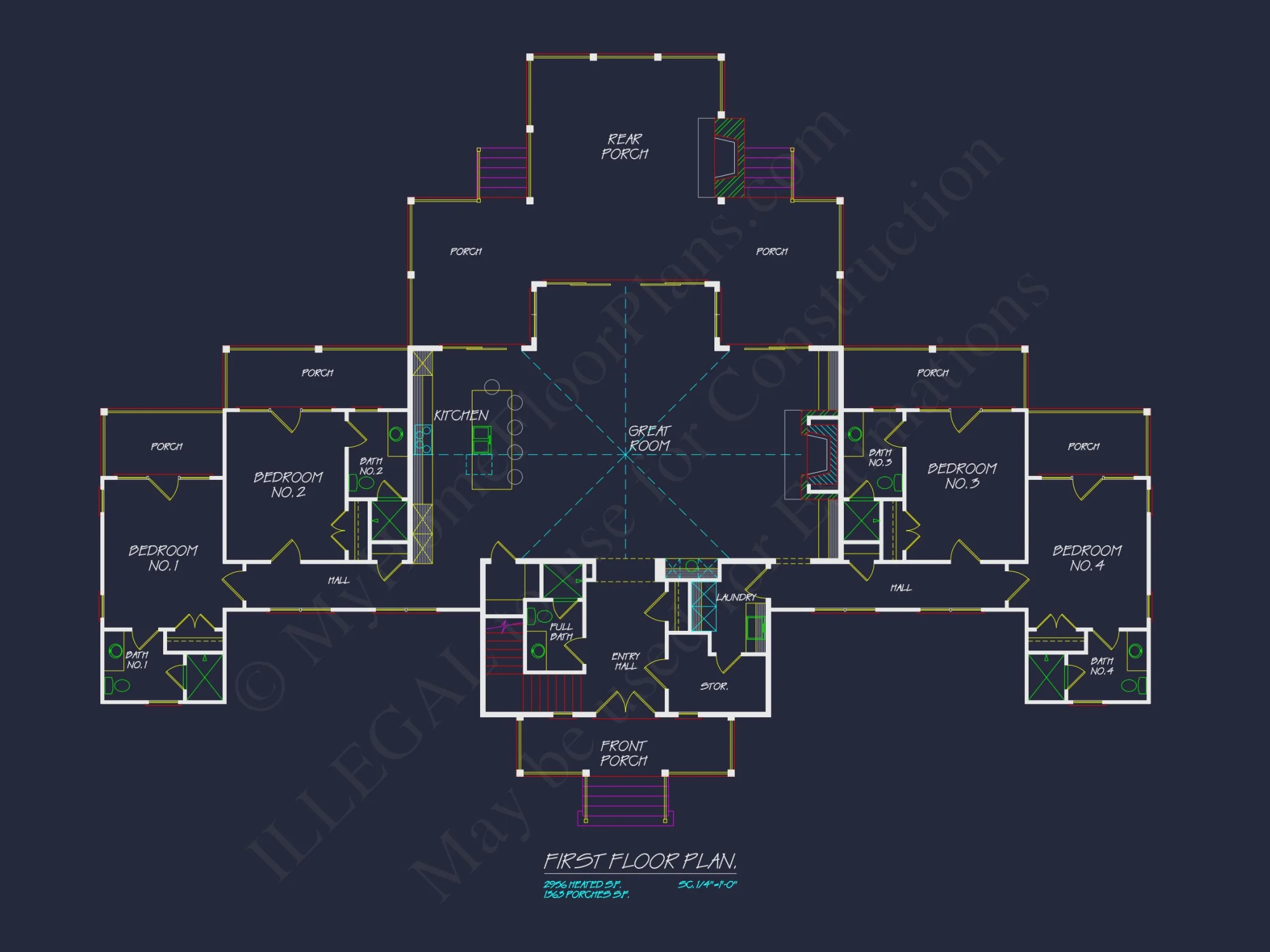 Craftsman house Plan with 4 Beds, Open Floor Plan & CAD Designs