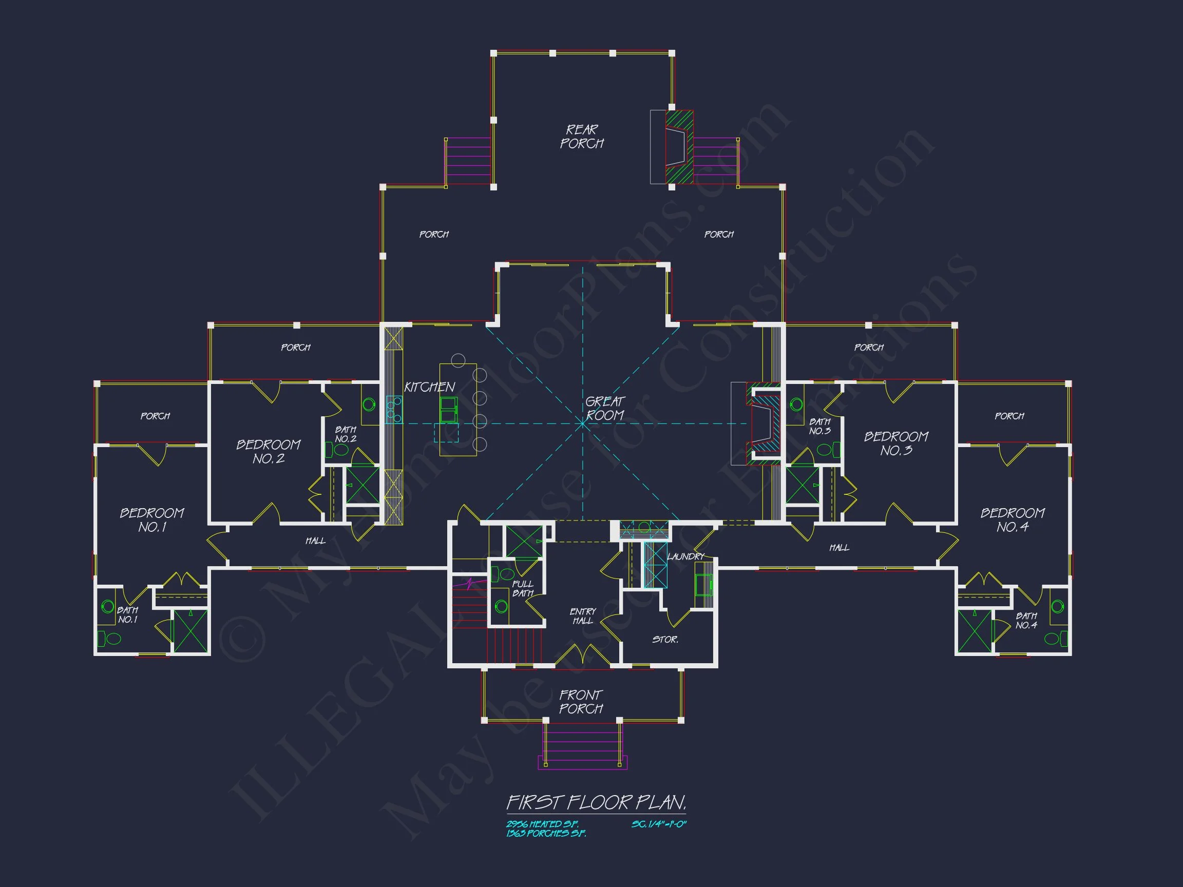 17-1316 HOUSE PLAN - Craftsman House Plan with 4 Beds, Open Floor Plan & CAD Designs 4 Craftsman house Plan with 4 Beds, Open Floor Plan & CAD Designs