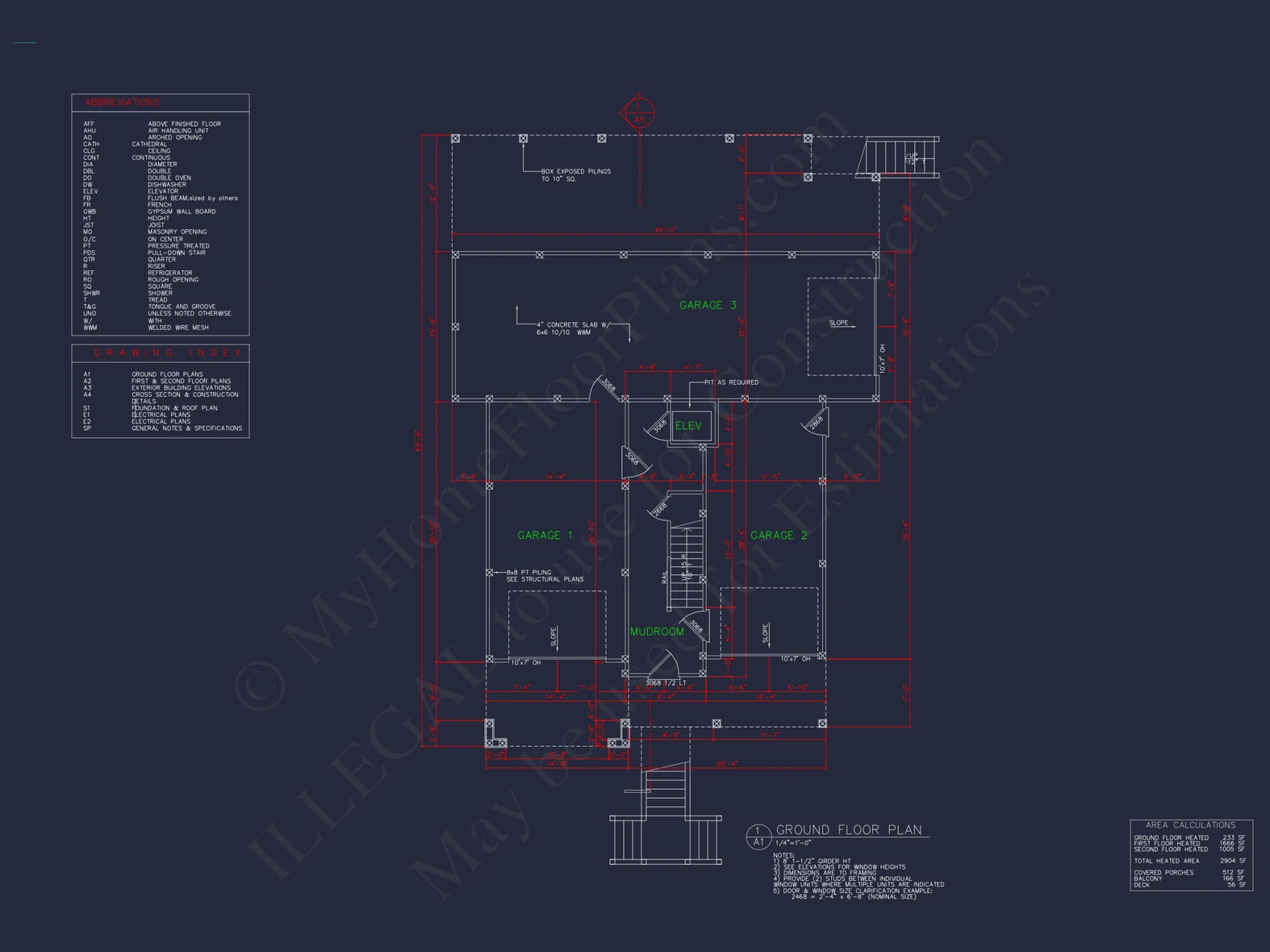 Coastal house Design with 3 Floors – Floor Plan and CAD