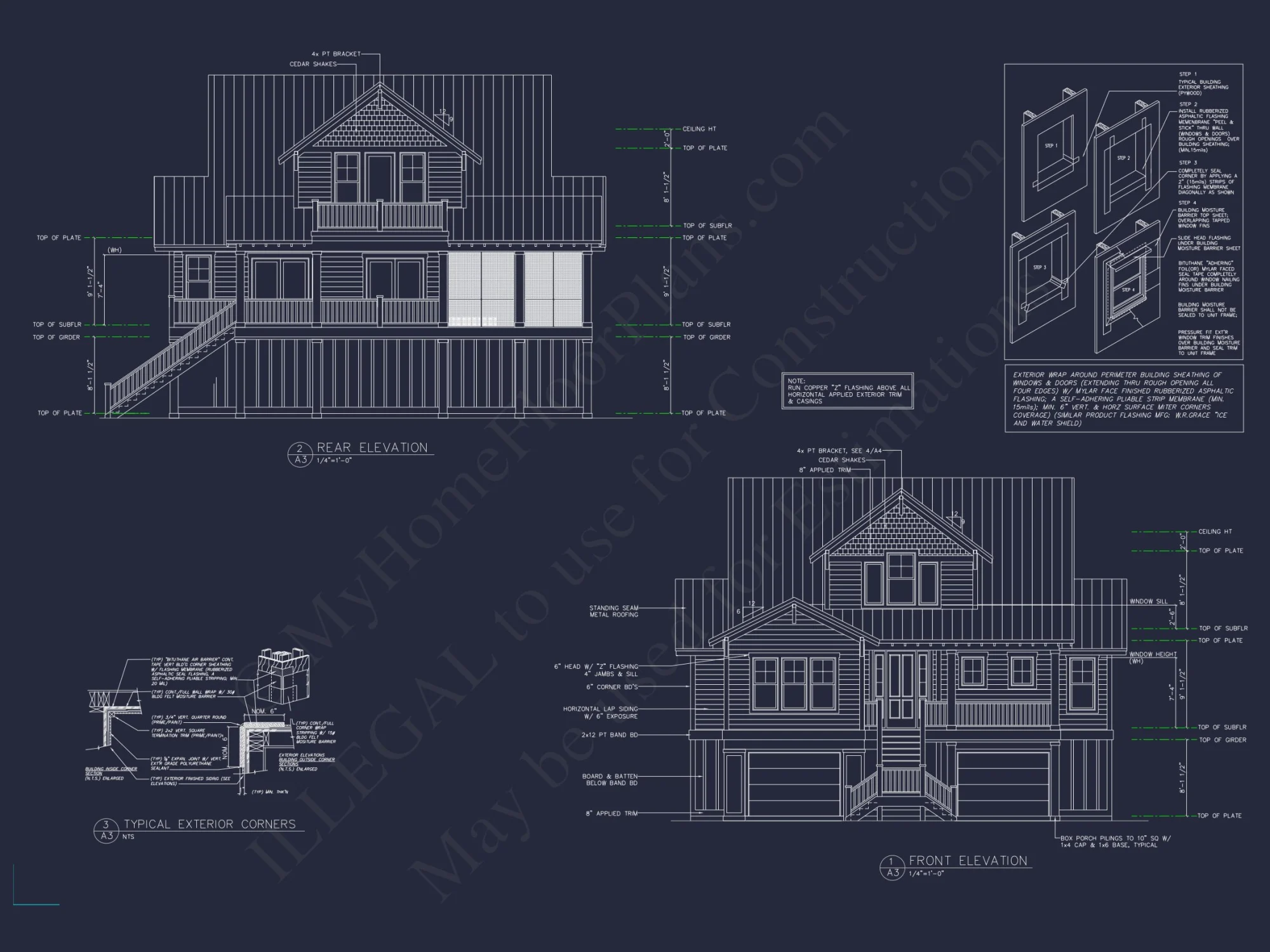 Coastal house Design with 3 Floors – Floor Plan and CAD