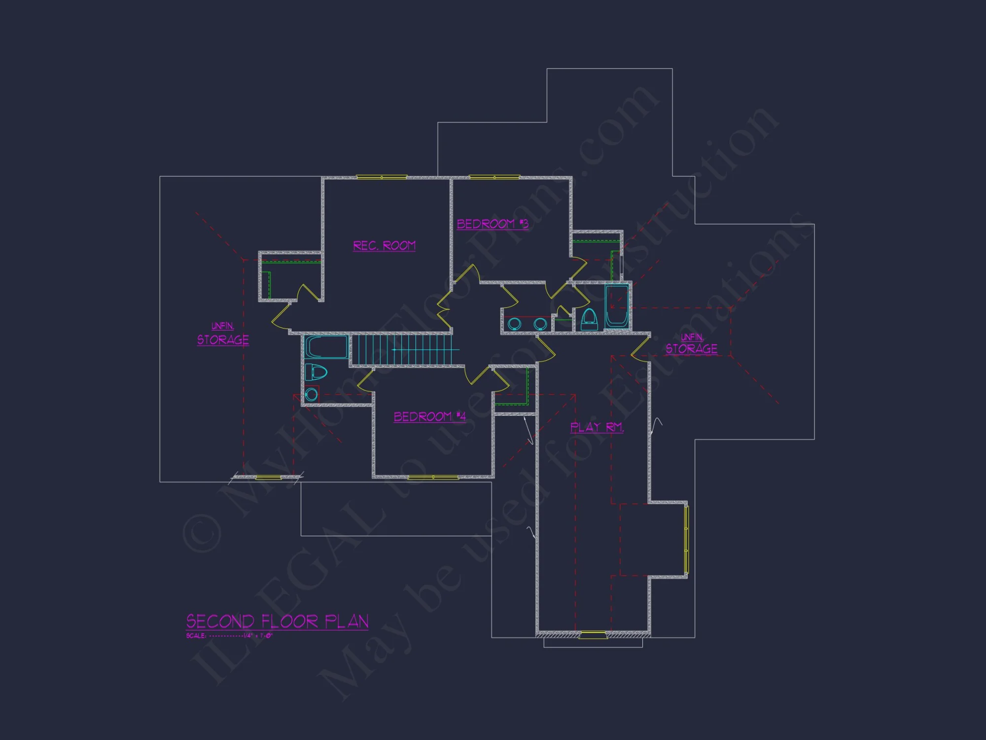 Elegant house floor plan featuring 4 bedrooms and modern designs