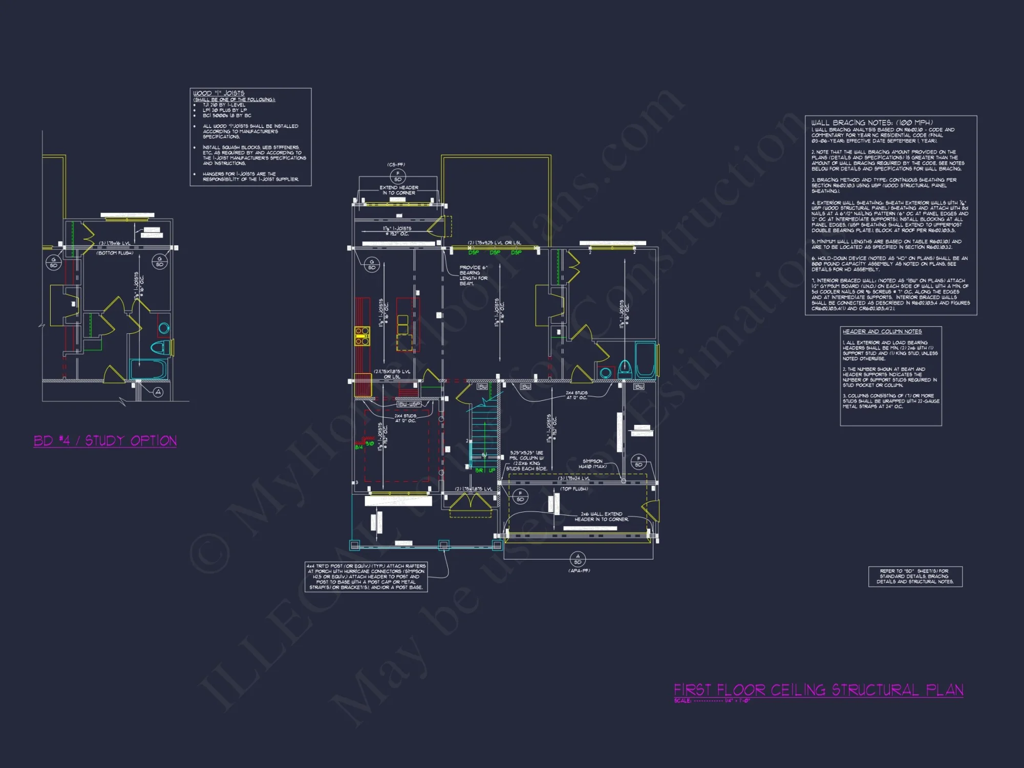 Custom Craftsman house Plan with 5 Beds & 4 Baths in CAD Designs