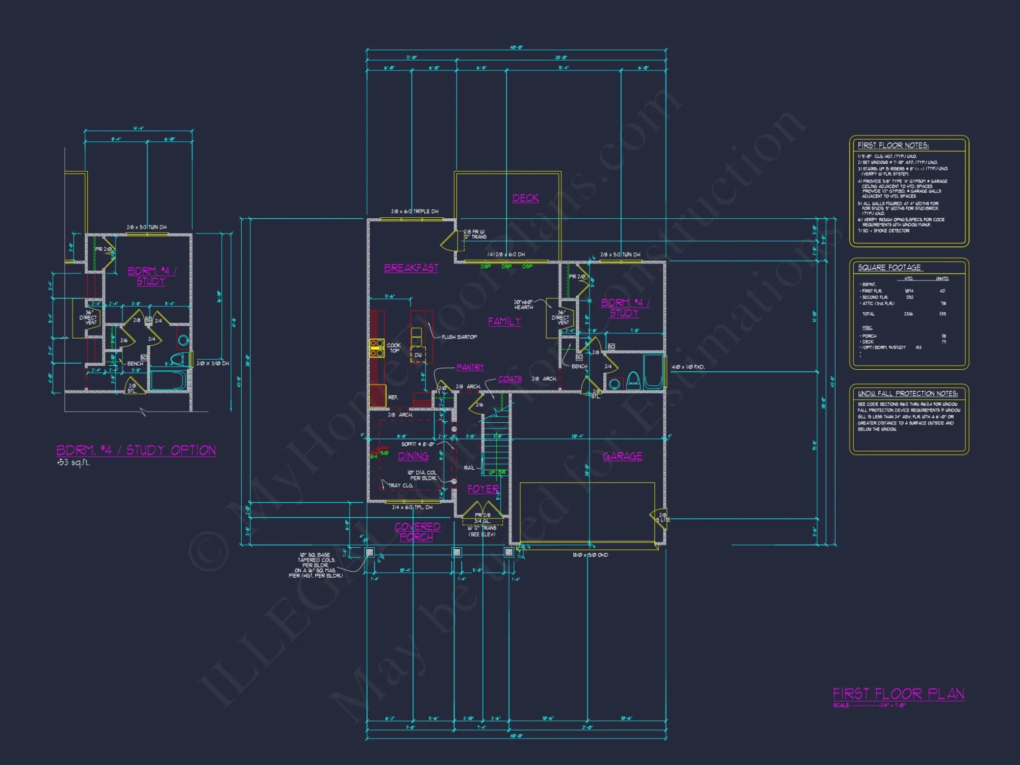 Custom Craftsman house Plan with 5 Beds & 4 Baths in CAD Designs