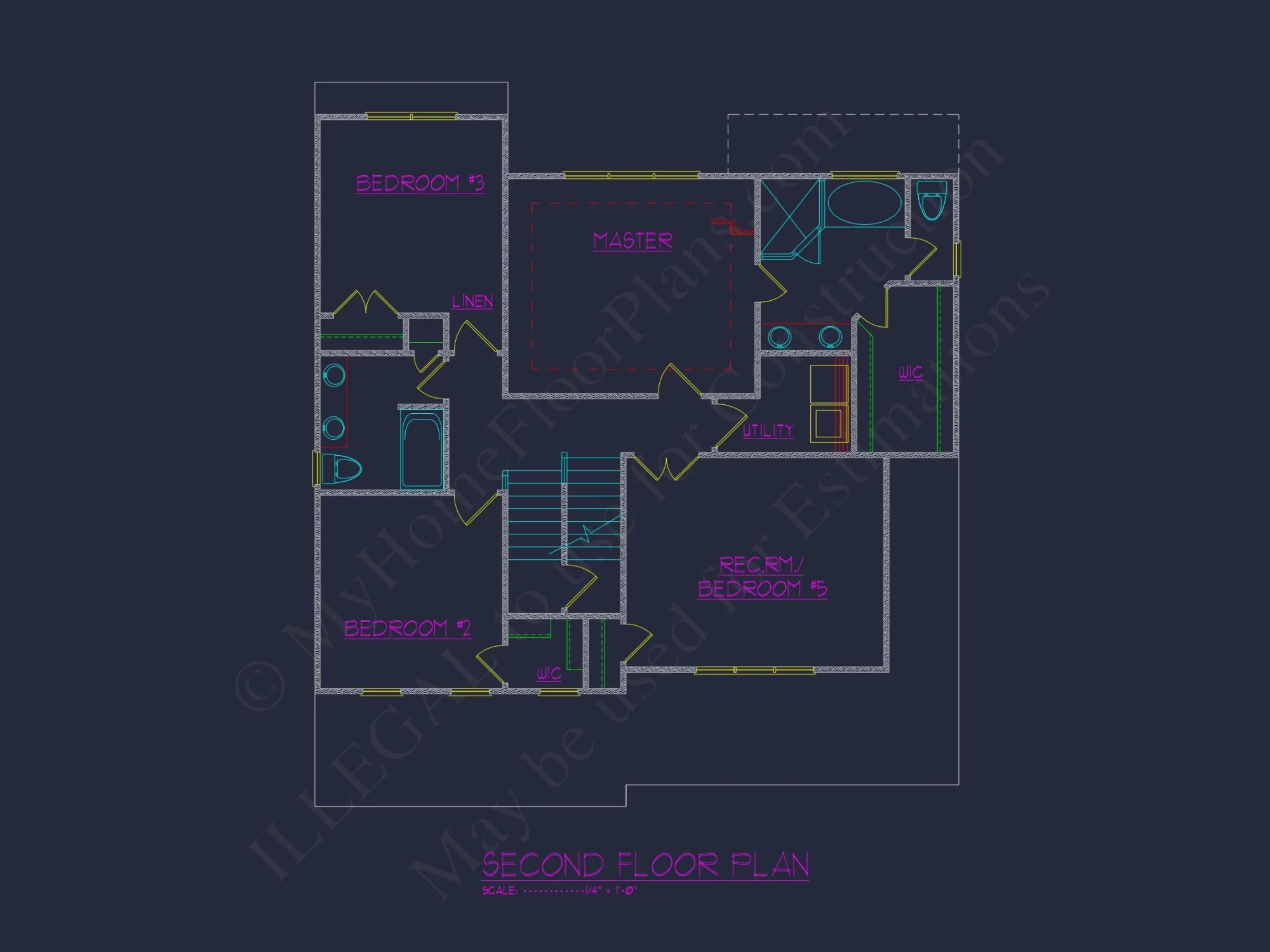 Custom Craftsman house Plan with 5 Beds & 4 Baths in CAD Designs