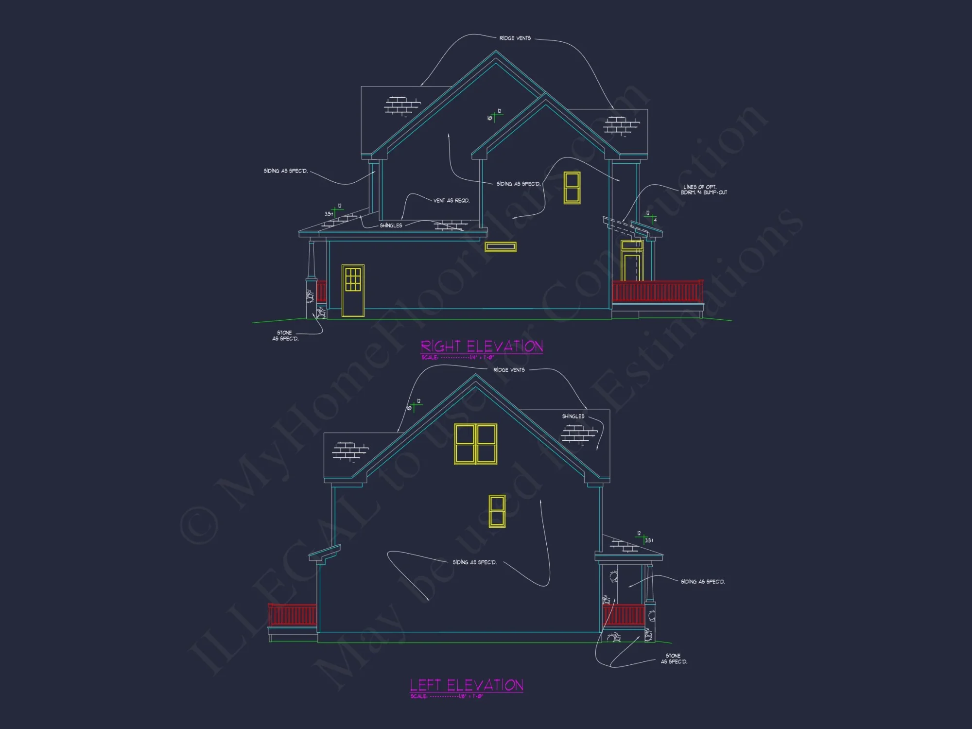Custom Craftsman house Plan with 5 Beds & 4 Baths in CAD Designs