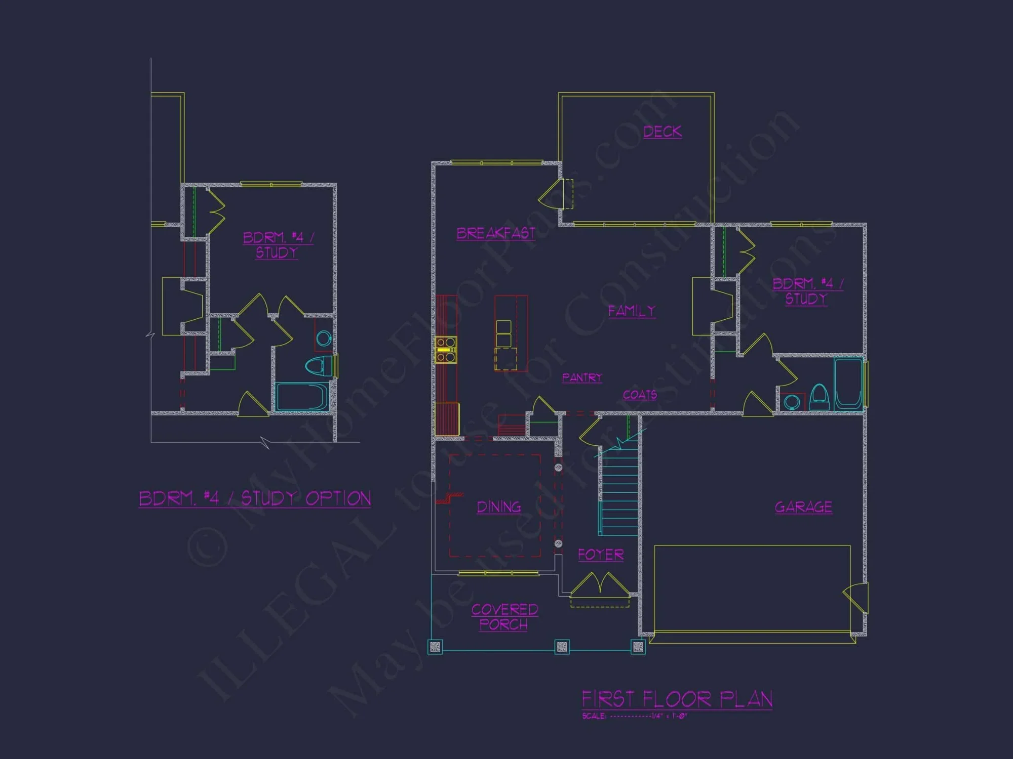 Custom Craftsman house Plan with 5 Beds & 4 Baths in CAD Designs