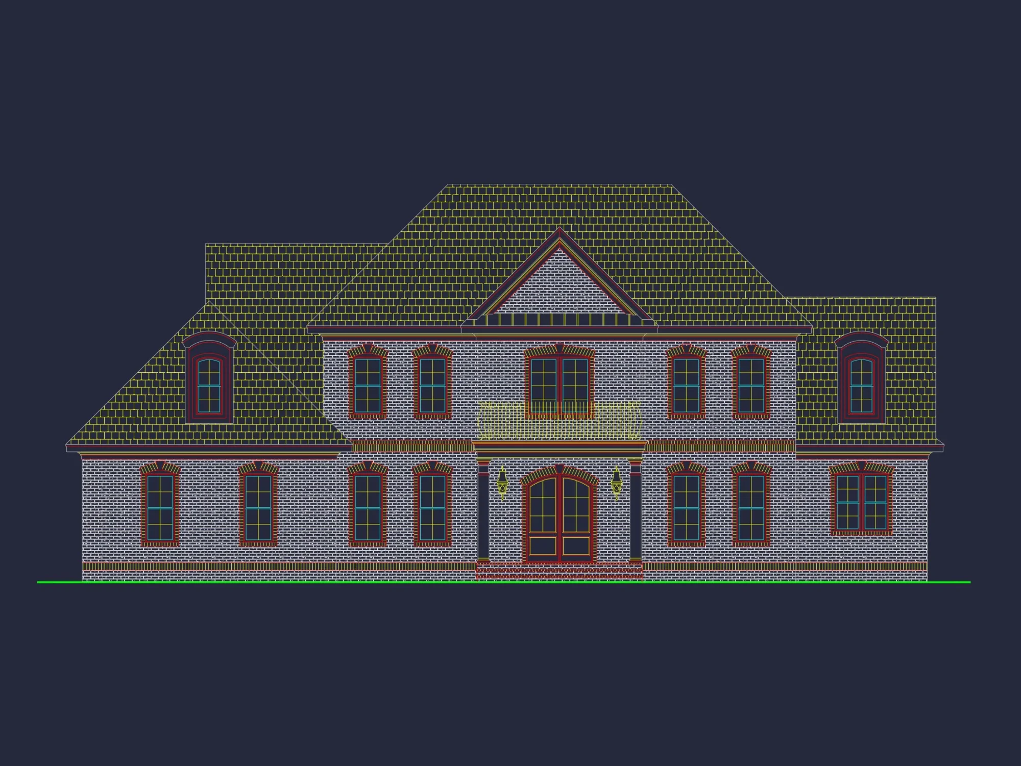 Classic house Floor Plan with CAD Designs and Blueprint Features