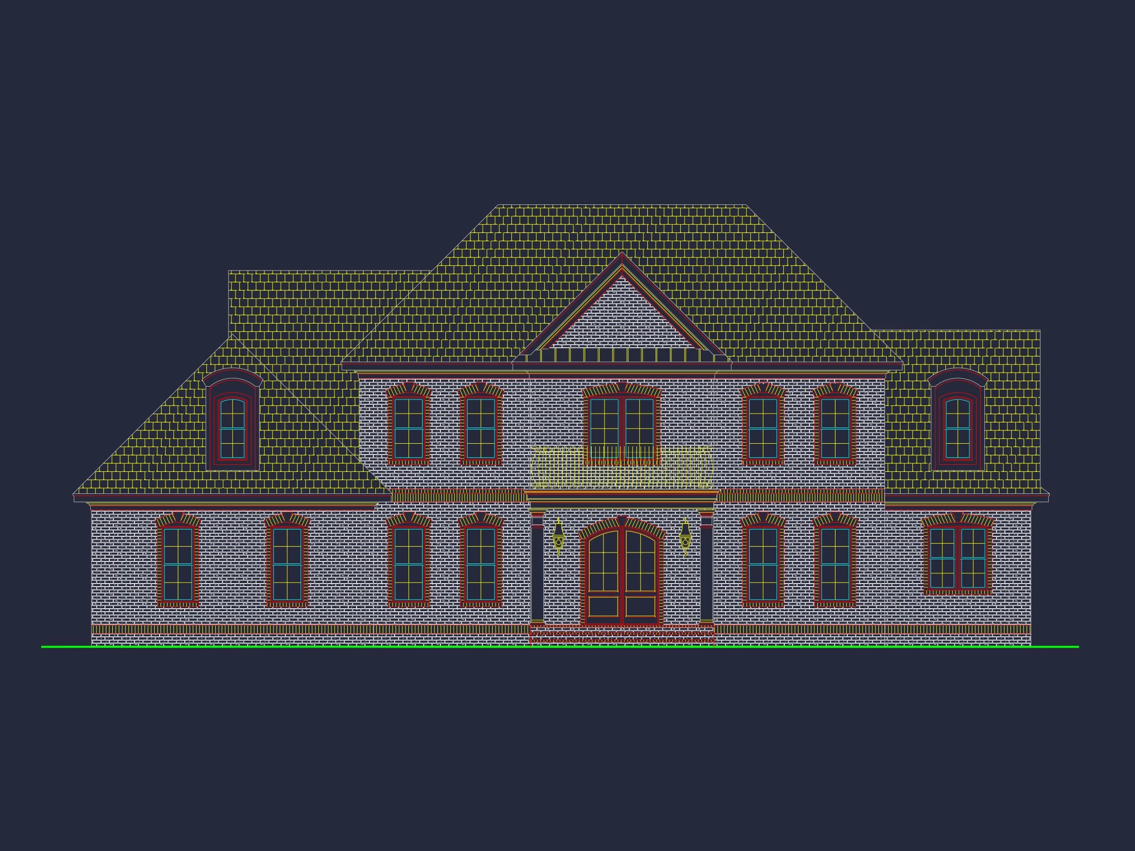 Classic house Floor Plan with CAD Designs and Blueprint Features