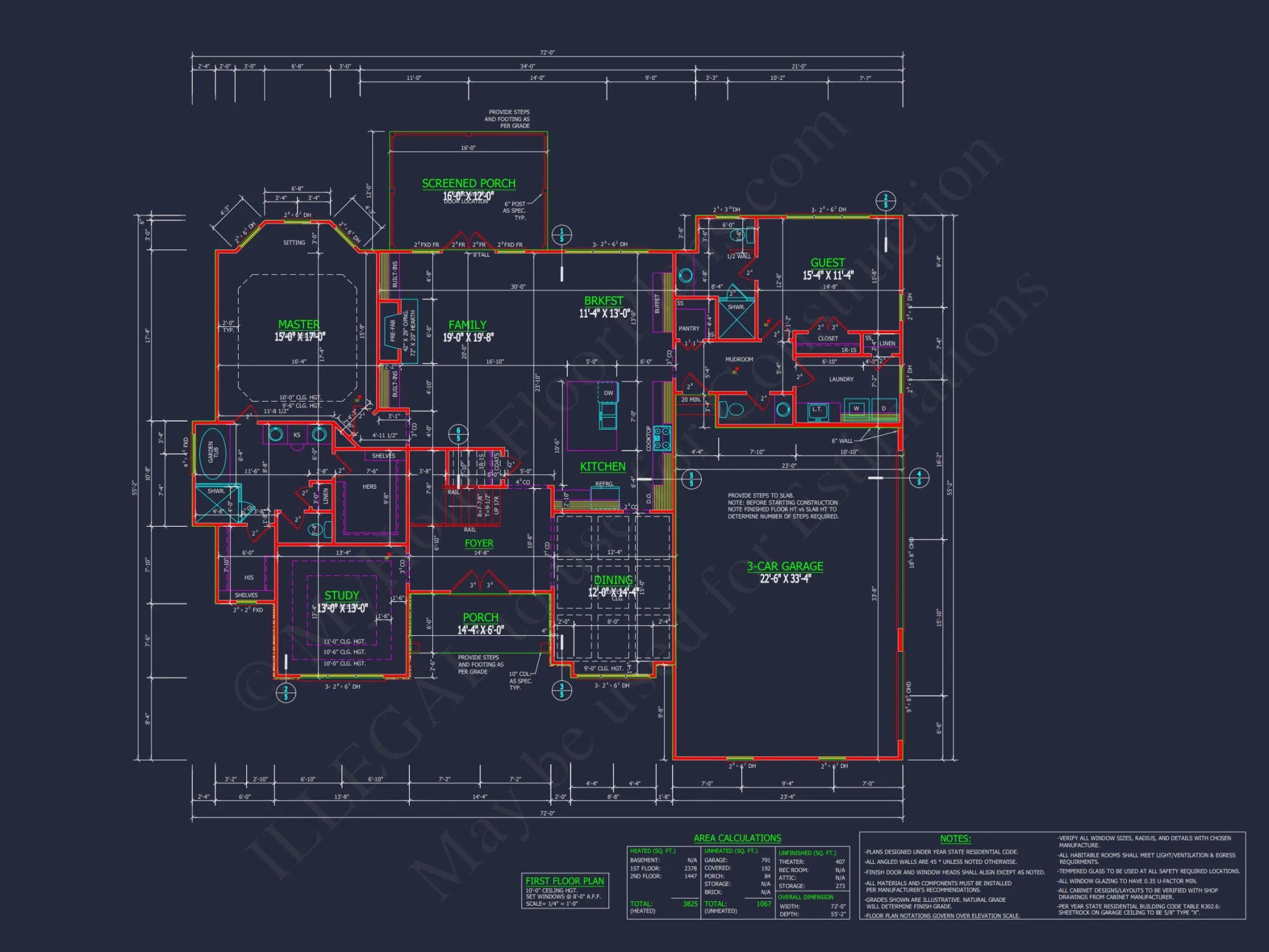 Beautiful 2-Story house Blueprint with 5 Bedrooms & 3-Car Garage