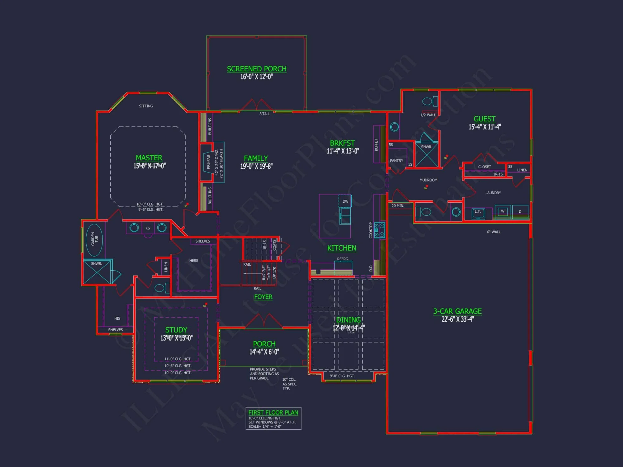 Beautiful 2-Story house Blueprint with 5 Bedrooms & 3-Car Garage