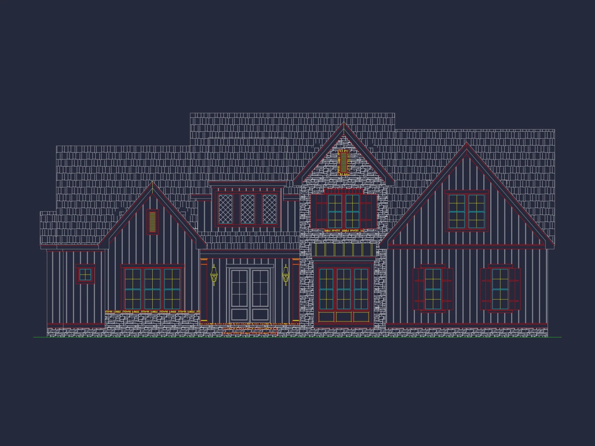 Beautiful 2-Story house Blueprint with 5 Bedrooms & 3-Car Garage