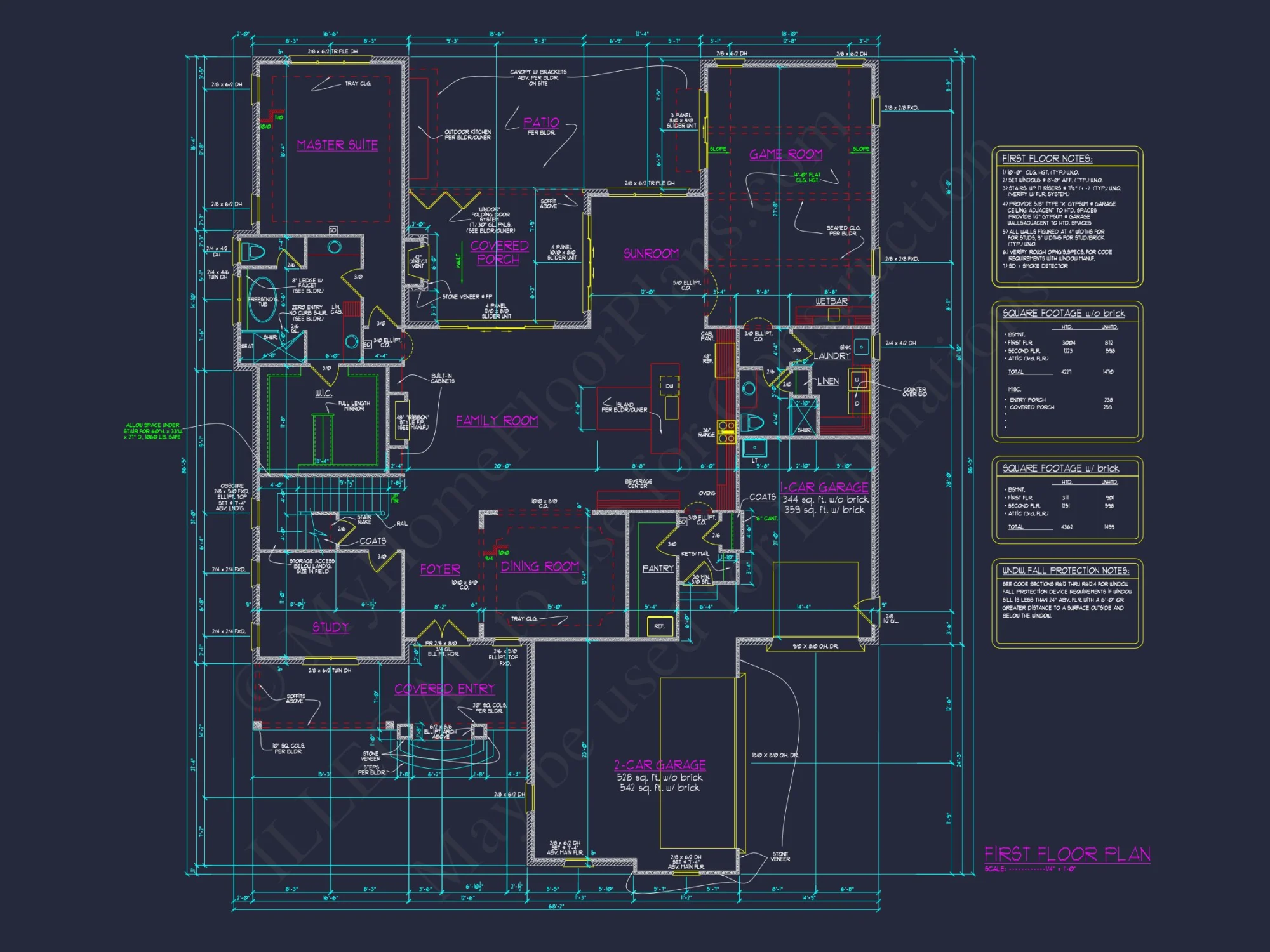 Exquisite house Plan with 5 Beds, 4 Baths, 2 Floors, & CAD Designs