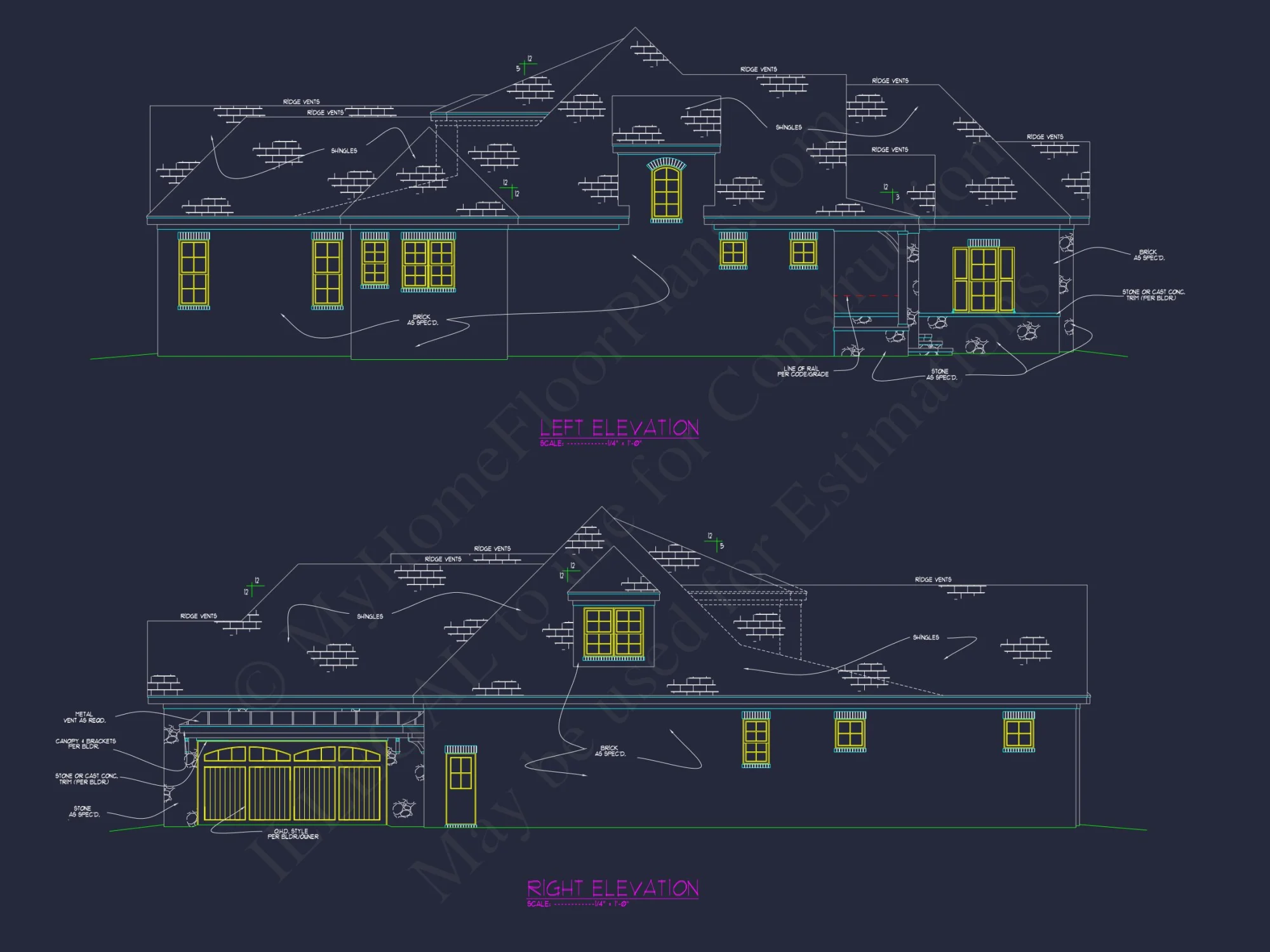 Exquisite house Plan with 5 Beds, 4 Baths, 2 Floors, & CAD Designs