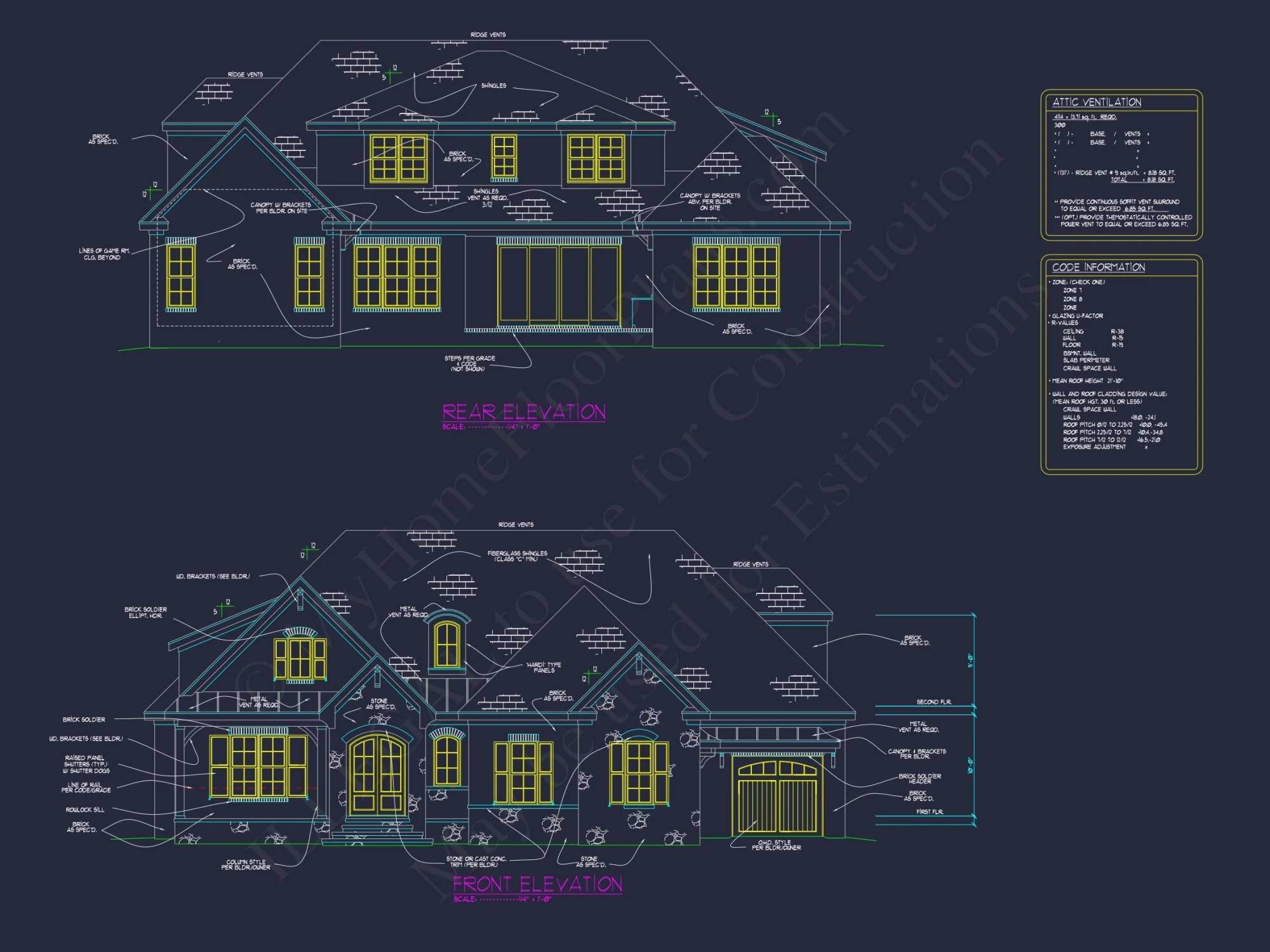 Exquisite house Plan with 5 Beds, 4 Baths, 2 Floors, & CAD Designs