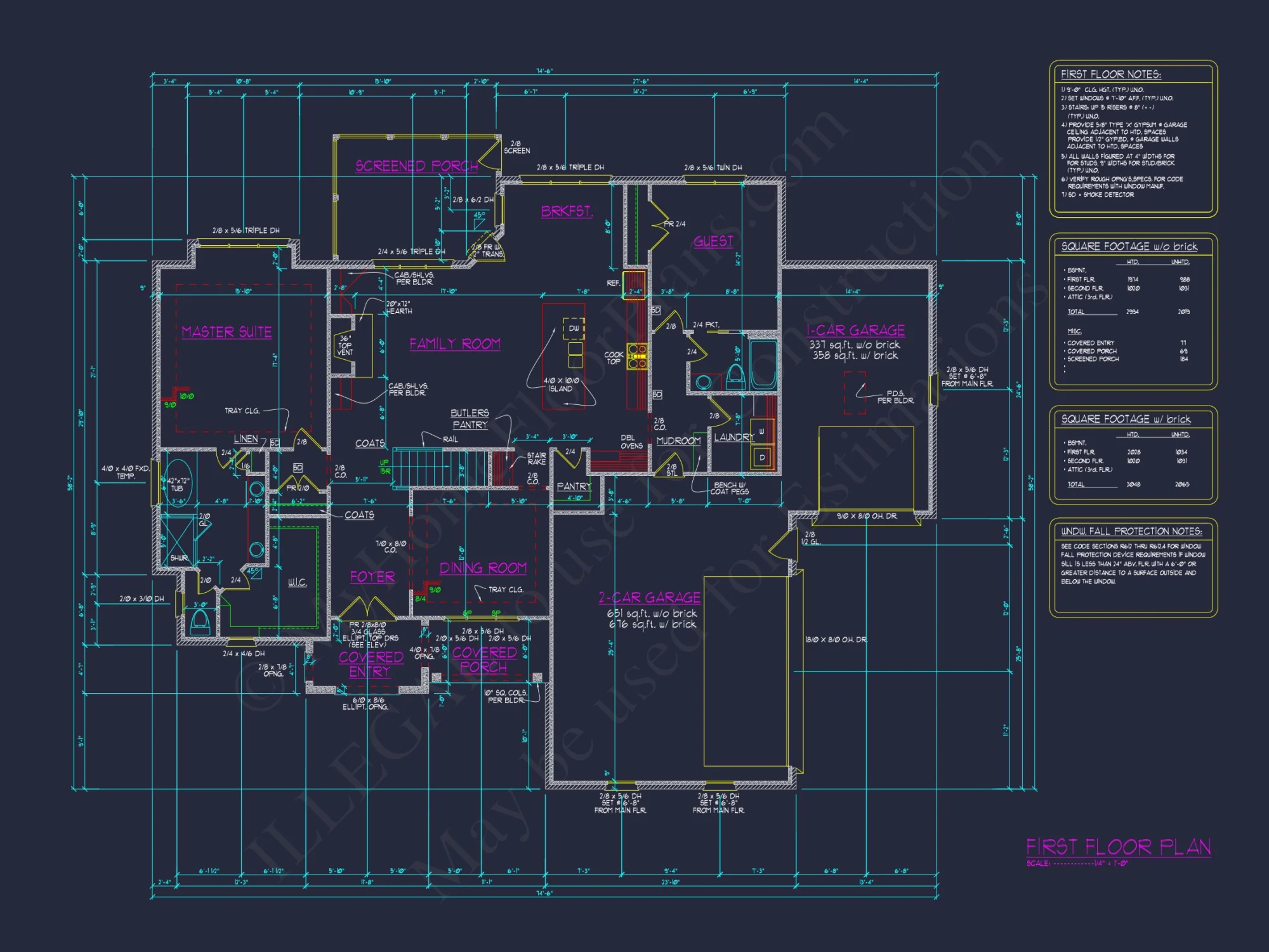 Custom house Plan with 4 Beds, 4 Baths, and 3-Car Garage