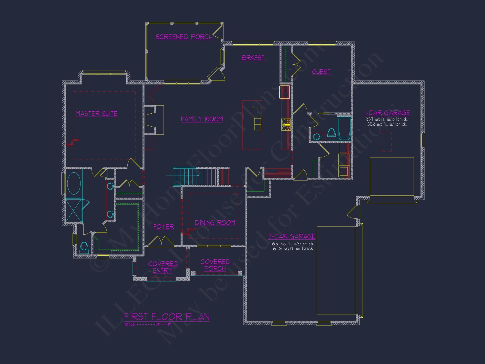Custom house Plan with 4 Beds, 4 Baths, and 3-Car Garage