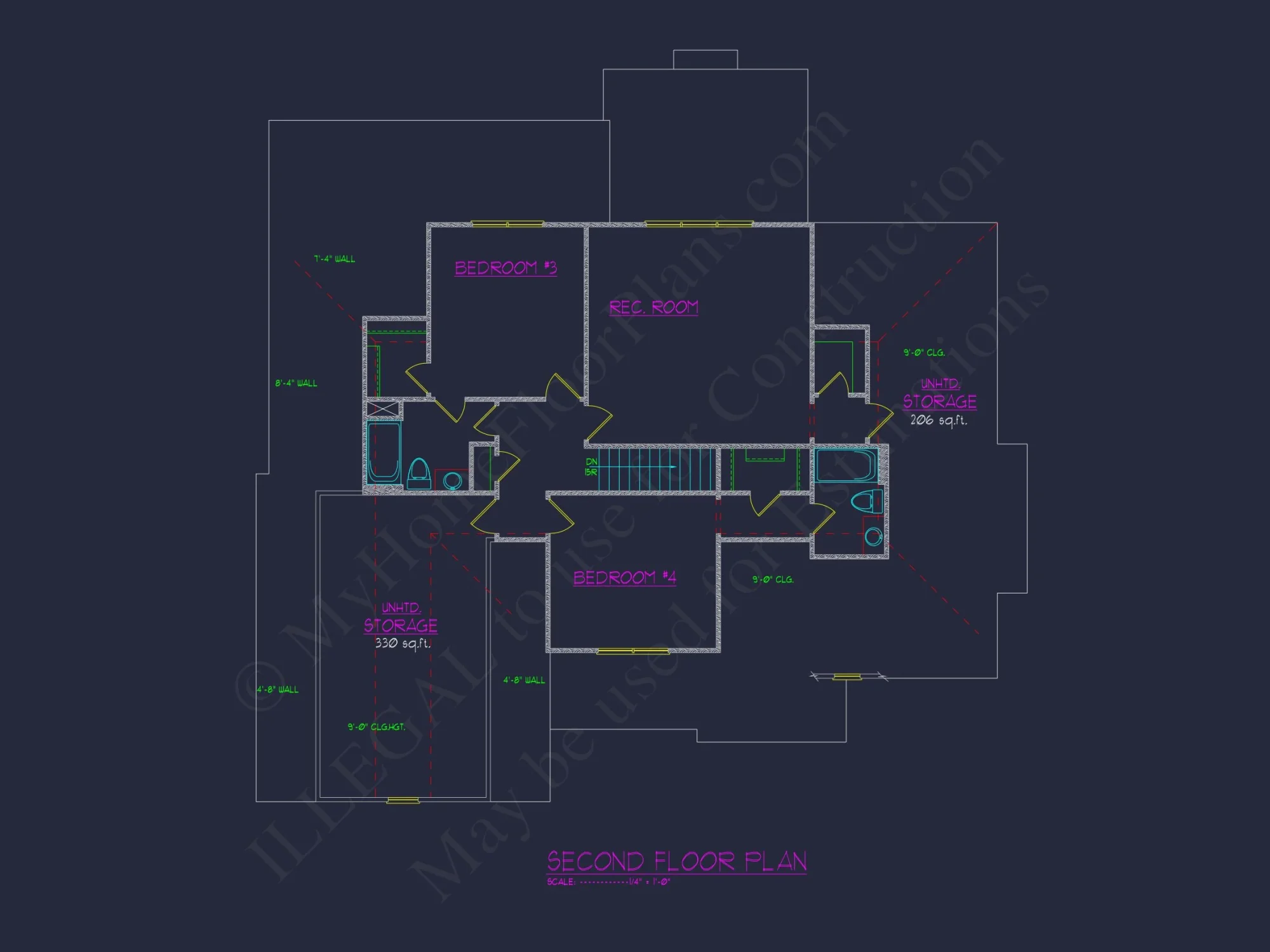 Stunning house Design Blueprint with 4 Beds & 4 Baths