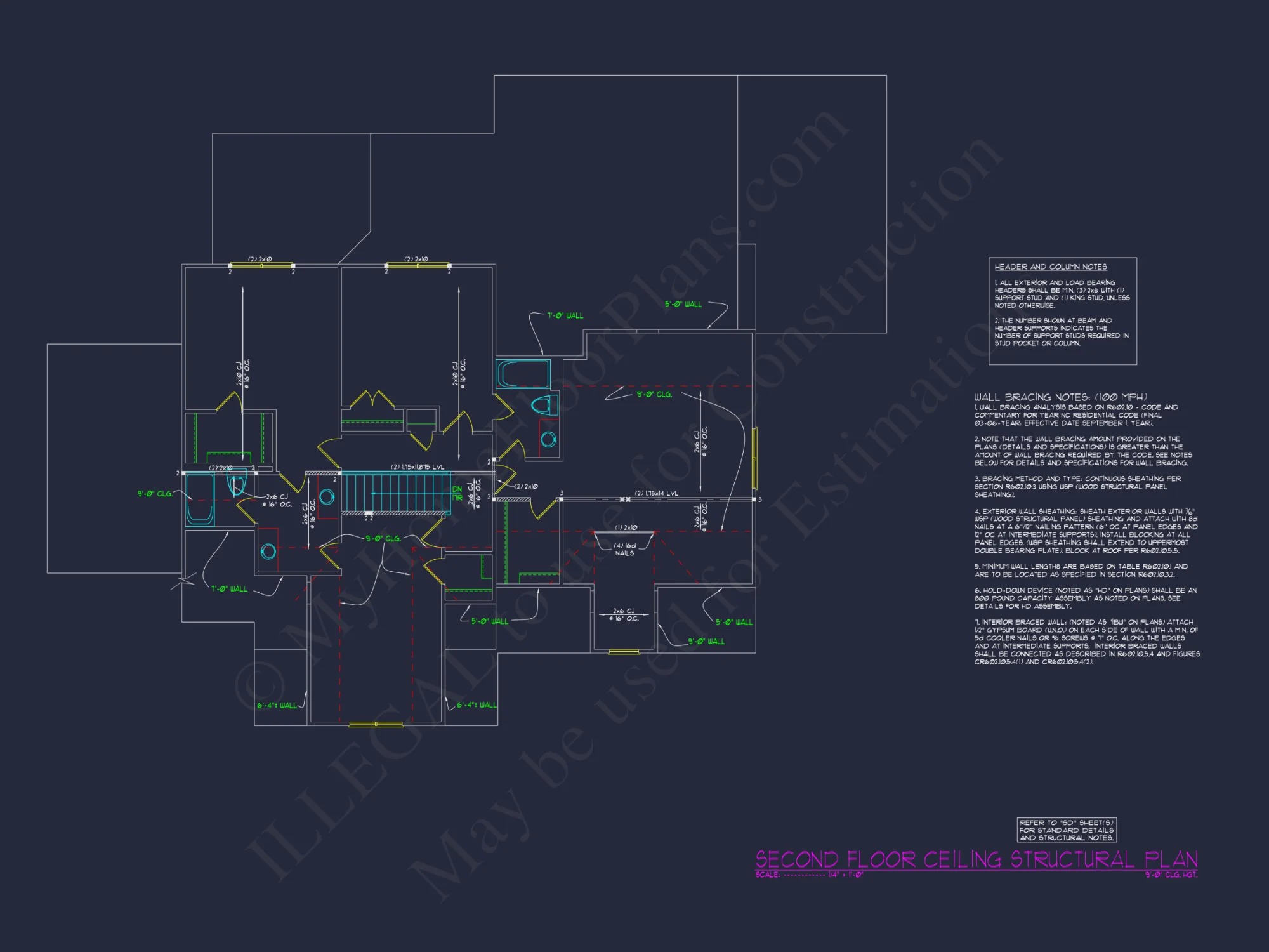 2-Story 5-Bed CAD Floor Plan