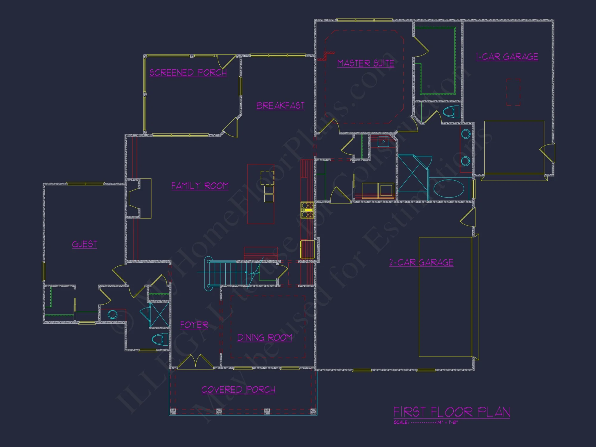 2-Story 5-Bed CAD Floor Plan