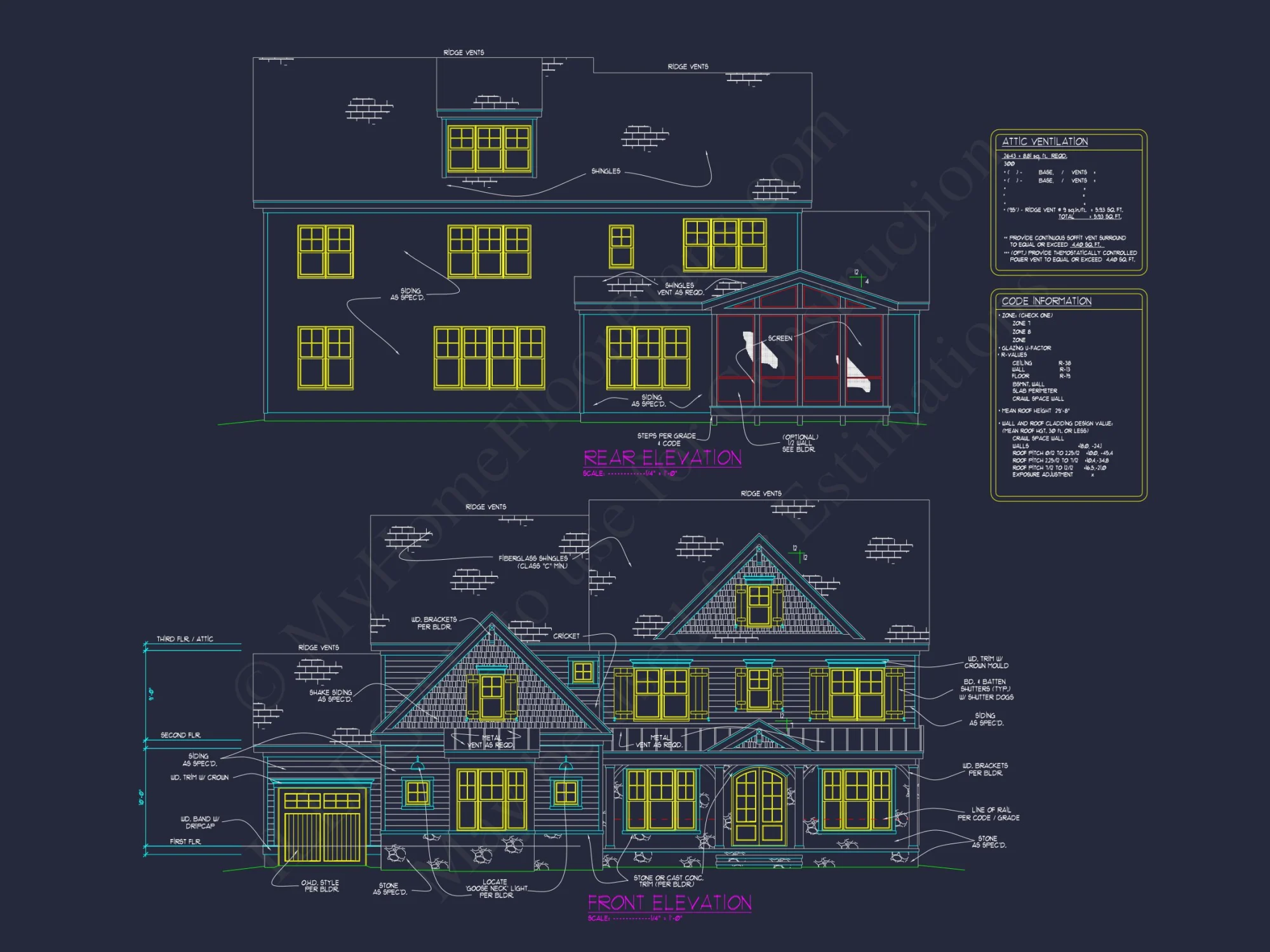 Elegant house Plan: Floor Designs and Architectural Blueprint