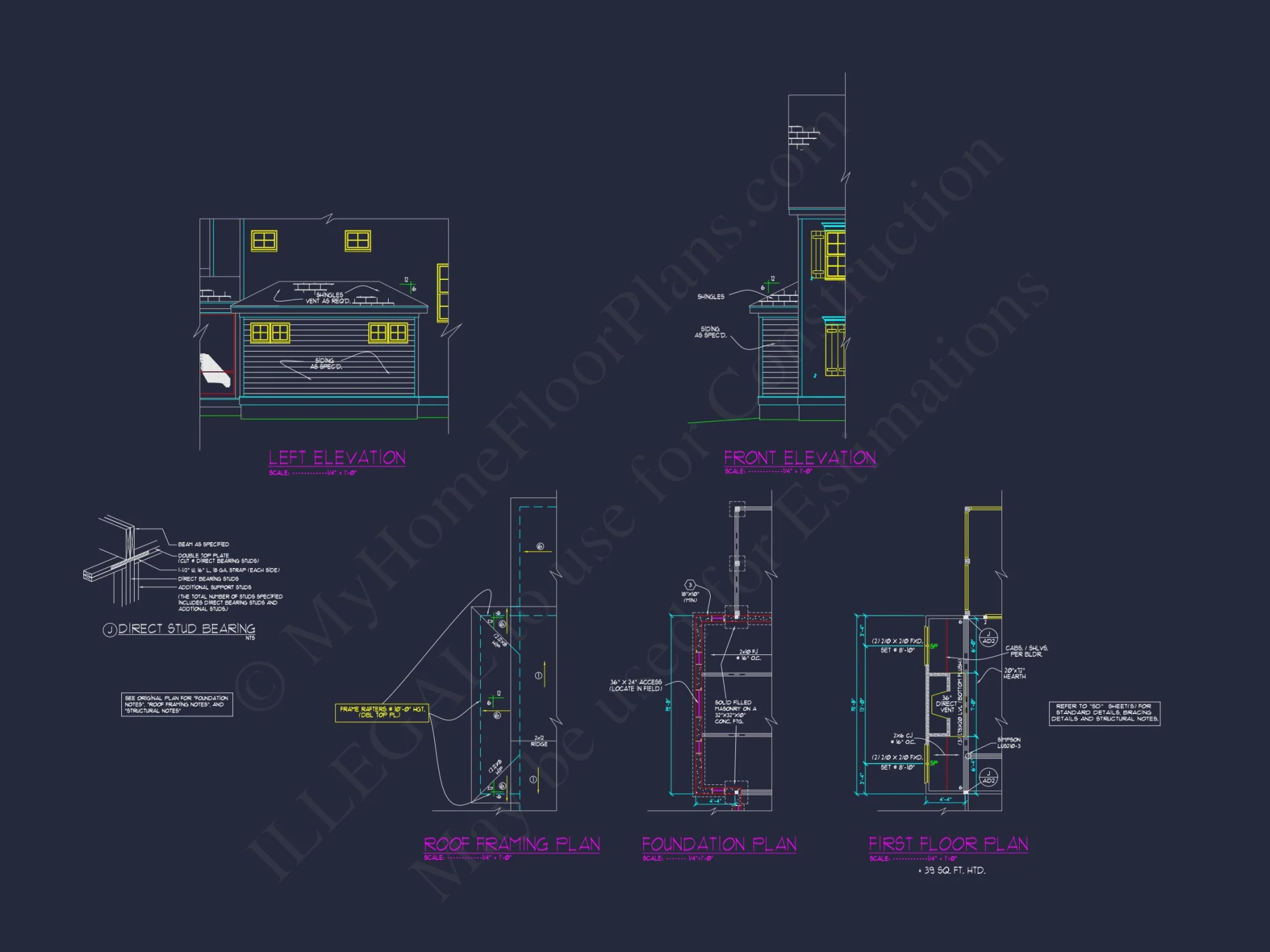 Colonial Revival house Plan with Spacious Design and CAD Blueprint