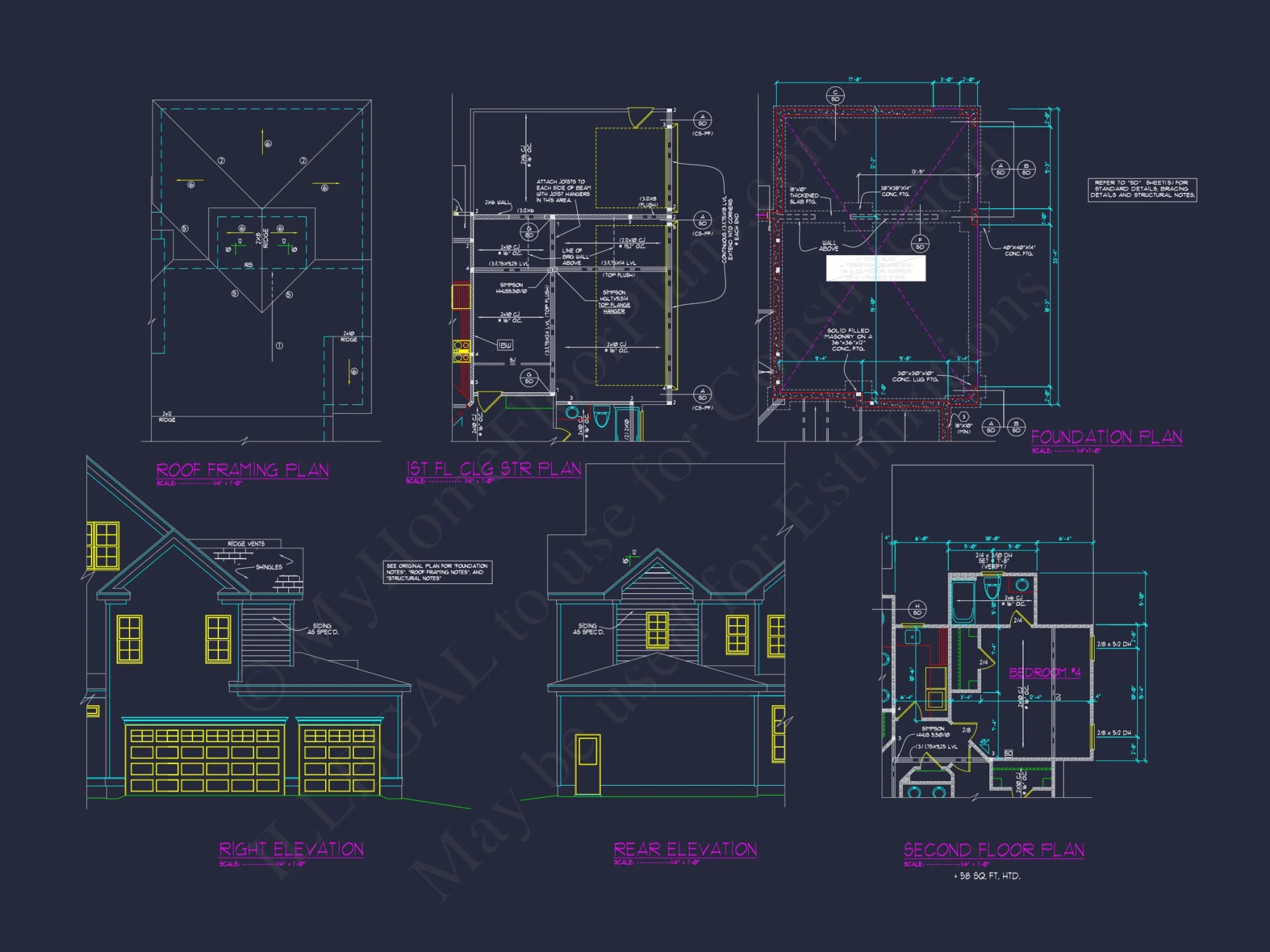 Colonial Revival house Plan with Spacious Design and CAD Blueprint
