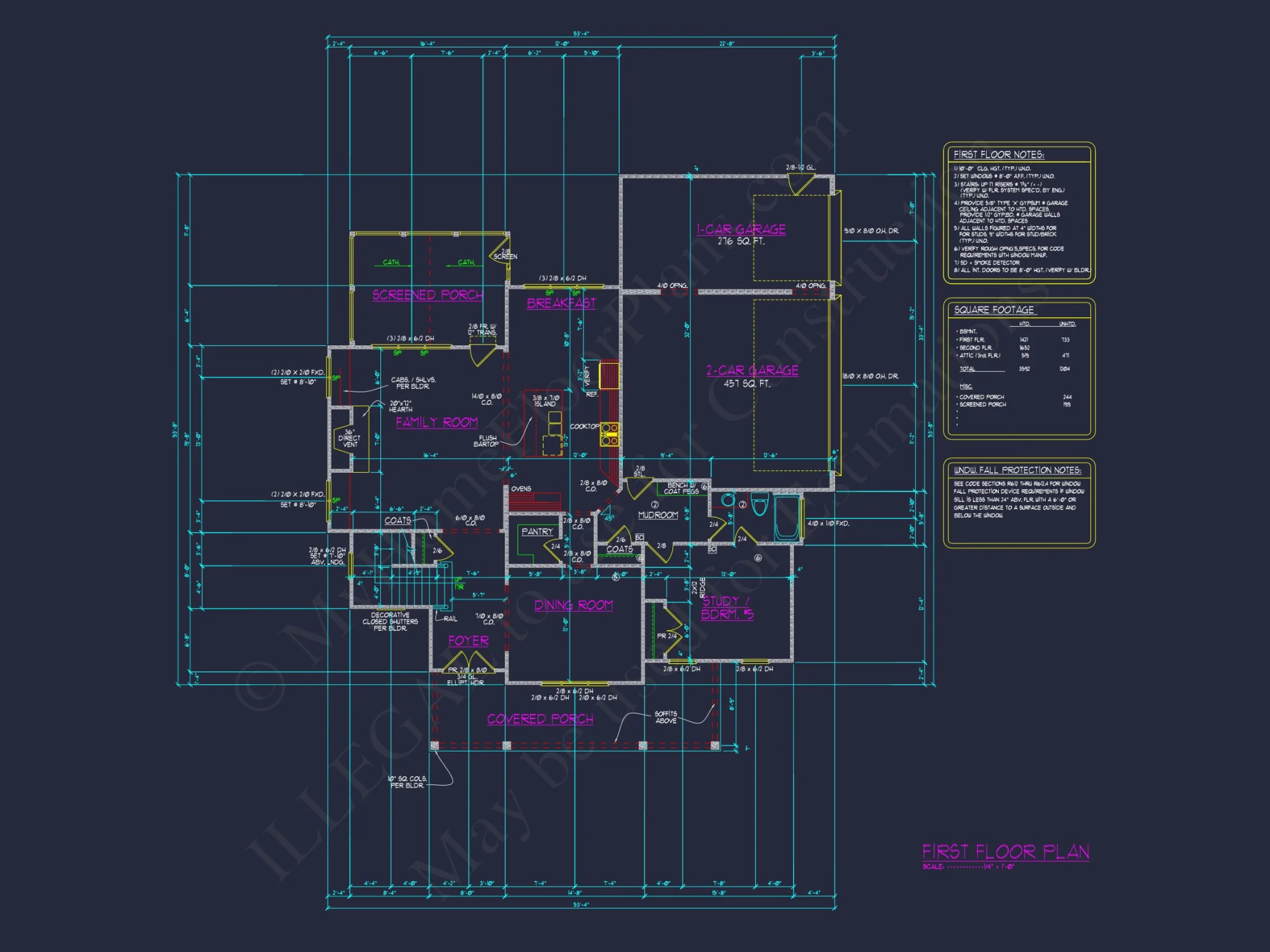 Colonial Revival house Plan with Spacious Design and CAD Blueprint