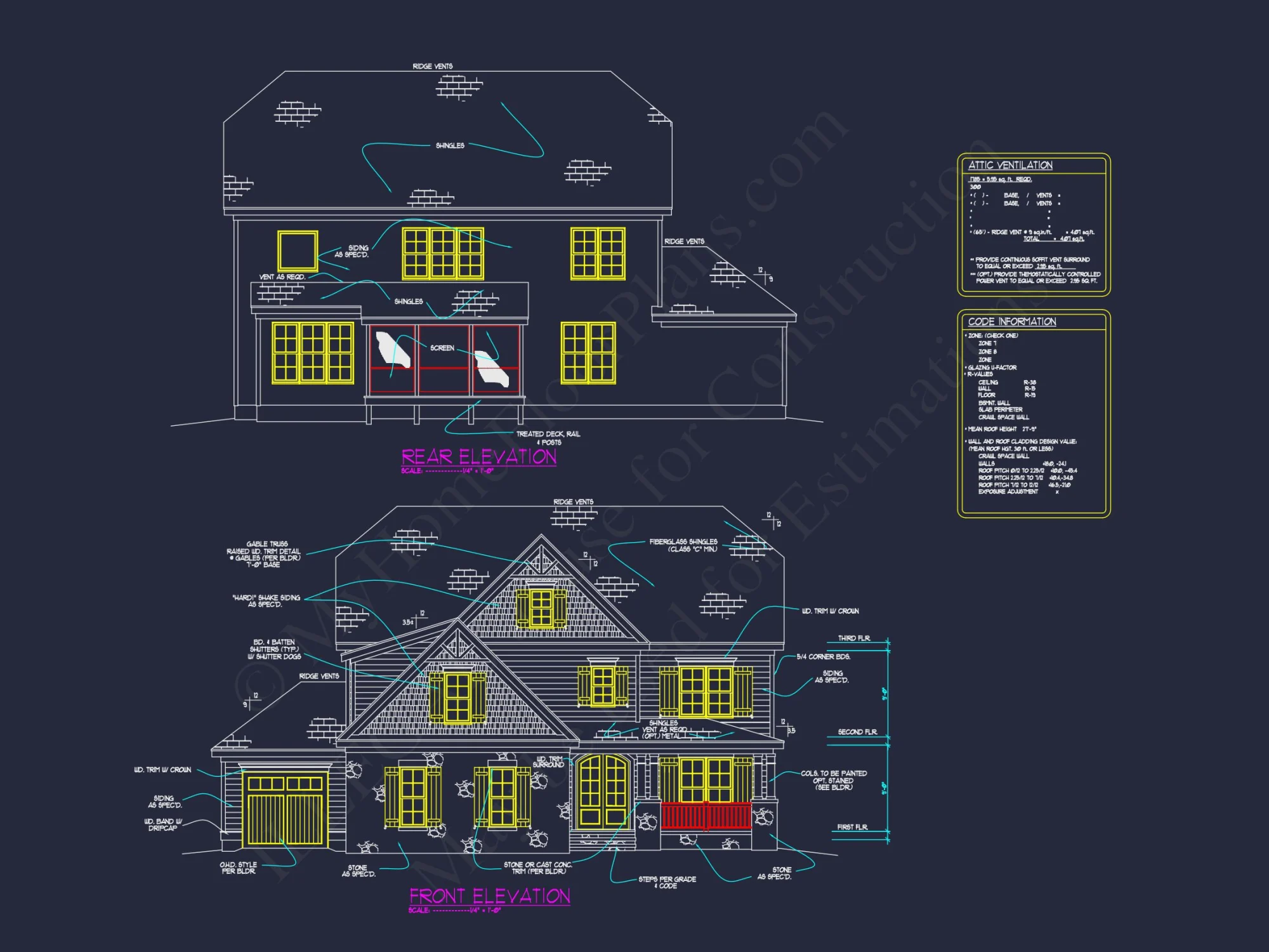 Modern Craftsman house Plan with 3D Floor Plans and CAD Designs