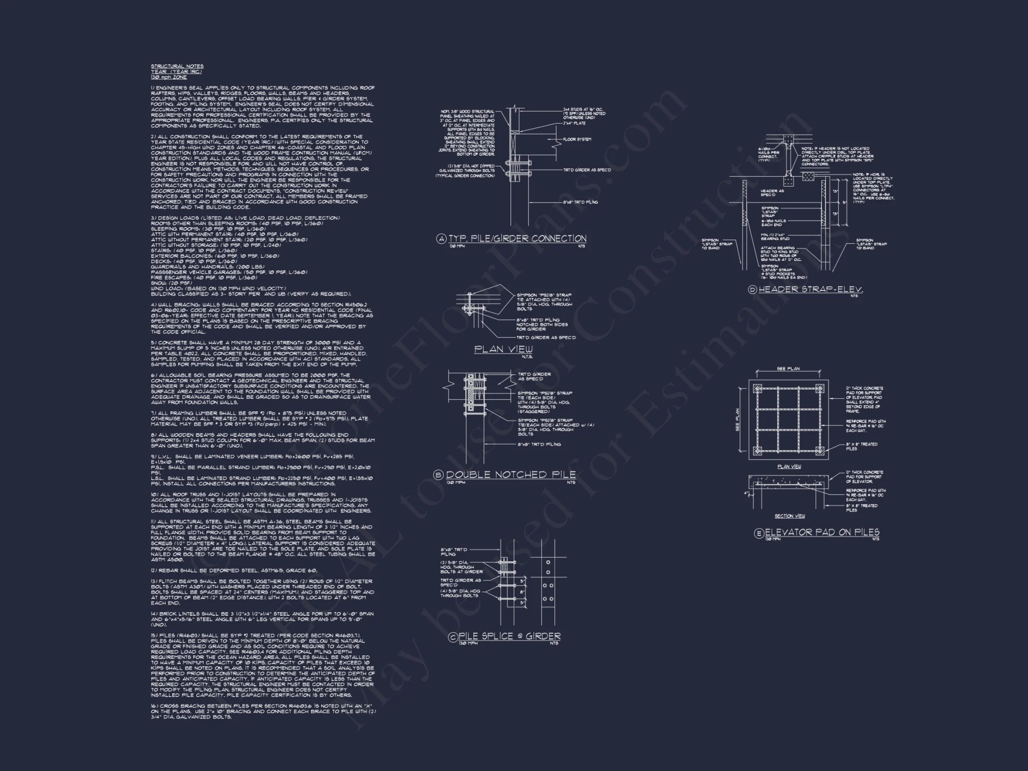 Coastal 4-Story house Floor Plan: 4 Bed, 4 Bath, CAD