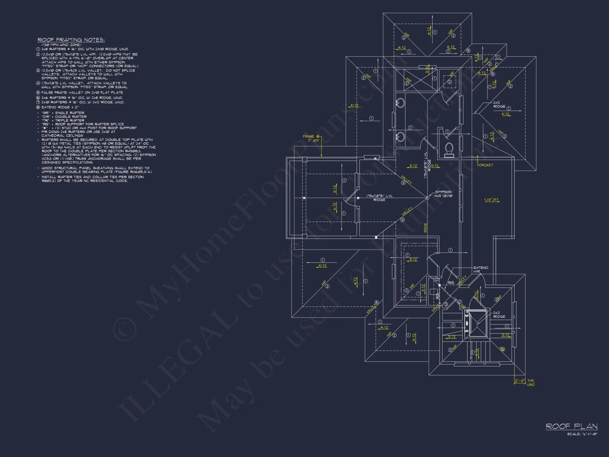Coastal 4-Story house Floor Plan: 4 Bed, 4 Bath, CAD