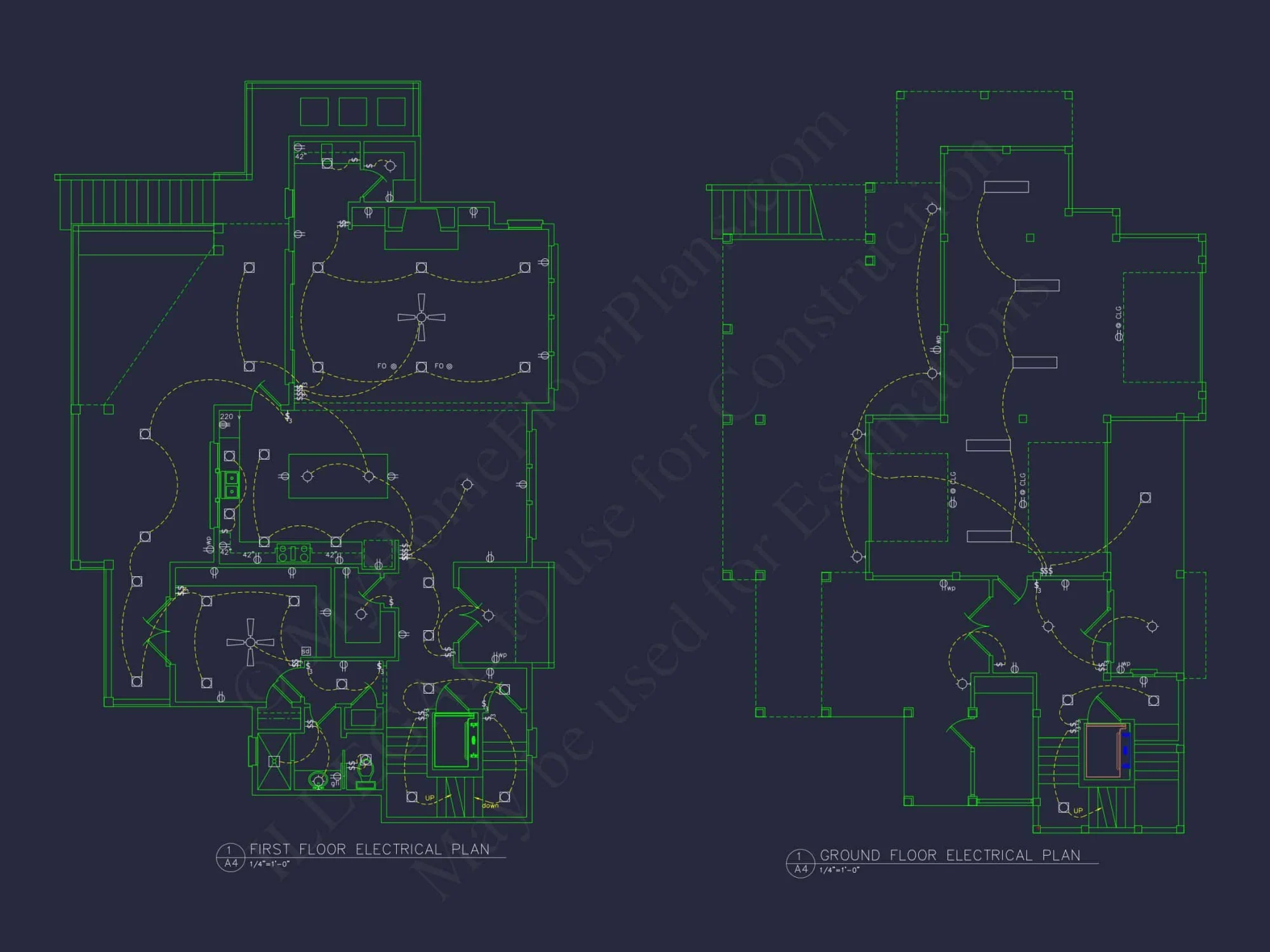 Coastal 4-Story house Floor Plan: 4 Bed, 4 Bath, CAD