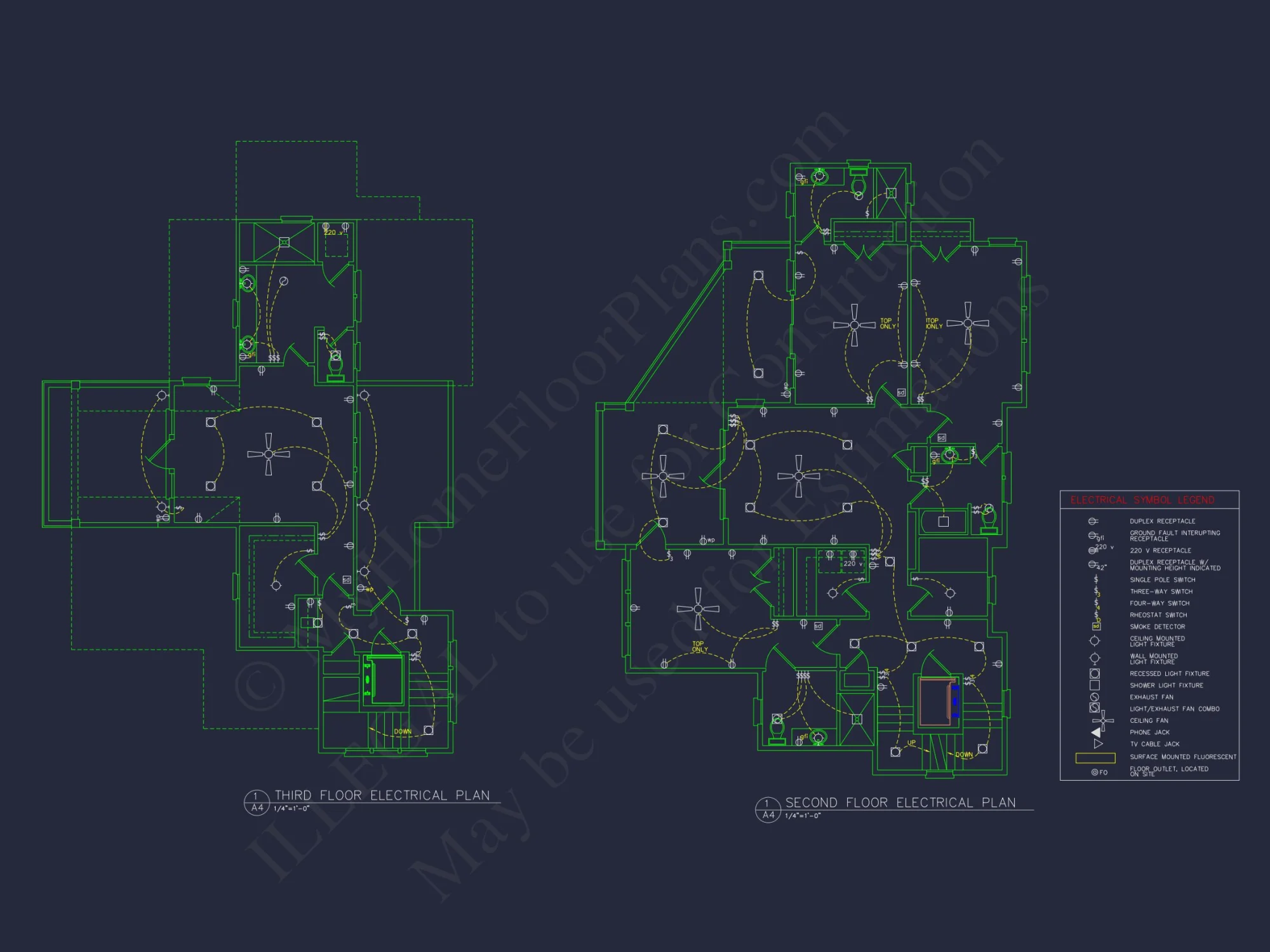 Coastal 4-Story house Floor Plan: 4 Bed, 4 Bath, CAD