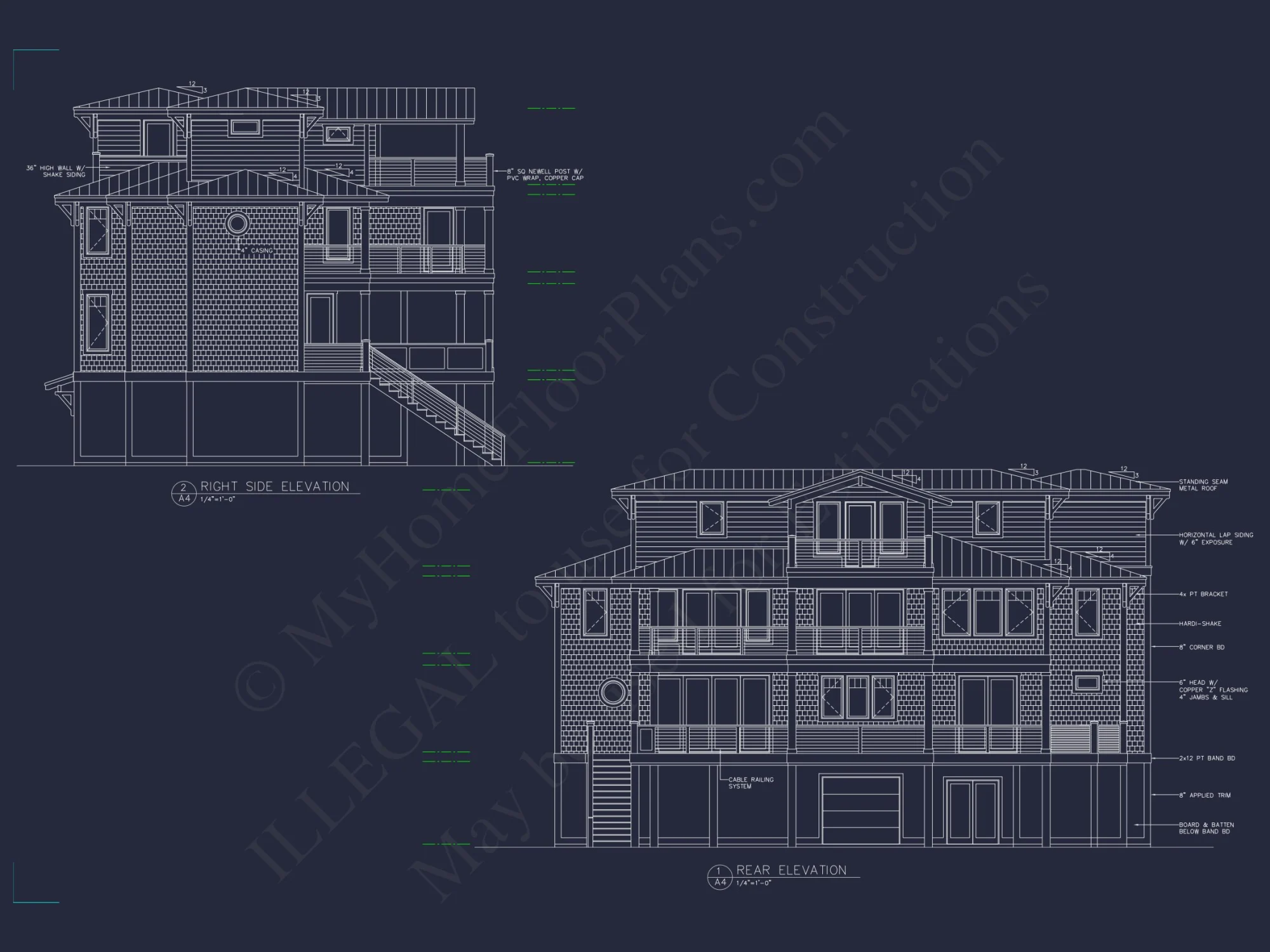 Coastal 4-Story house Floor Plan: 4 Bed, 4 Bath, CAD