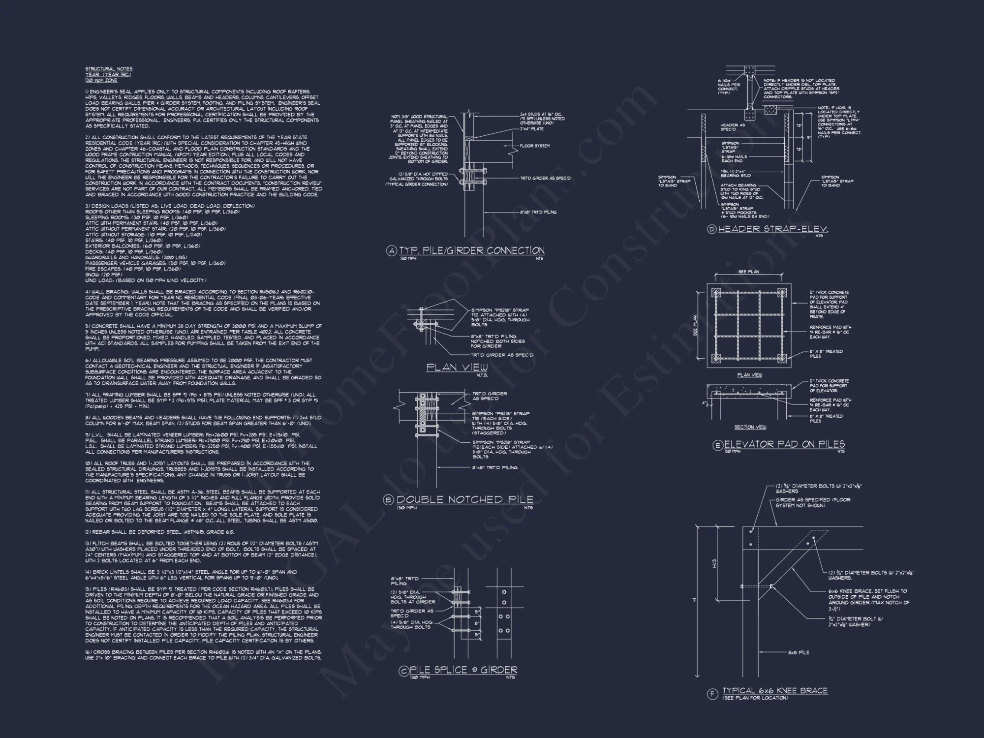 Coastal 2.5-Story house Plan: 5-Bed, 4-Bath, CAD Blueprint