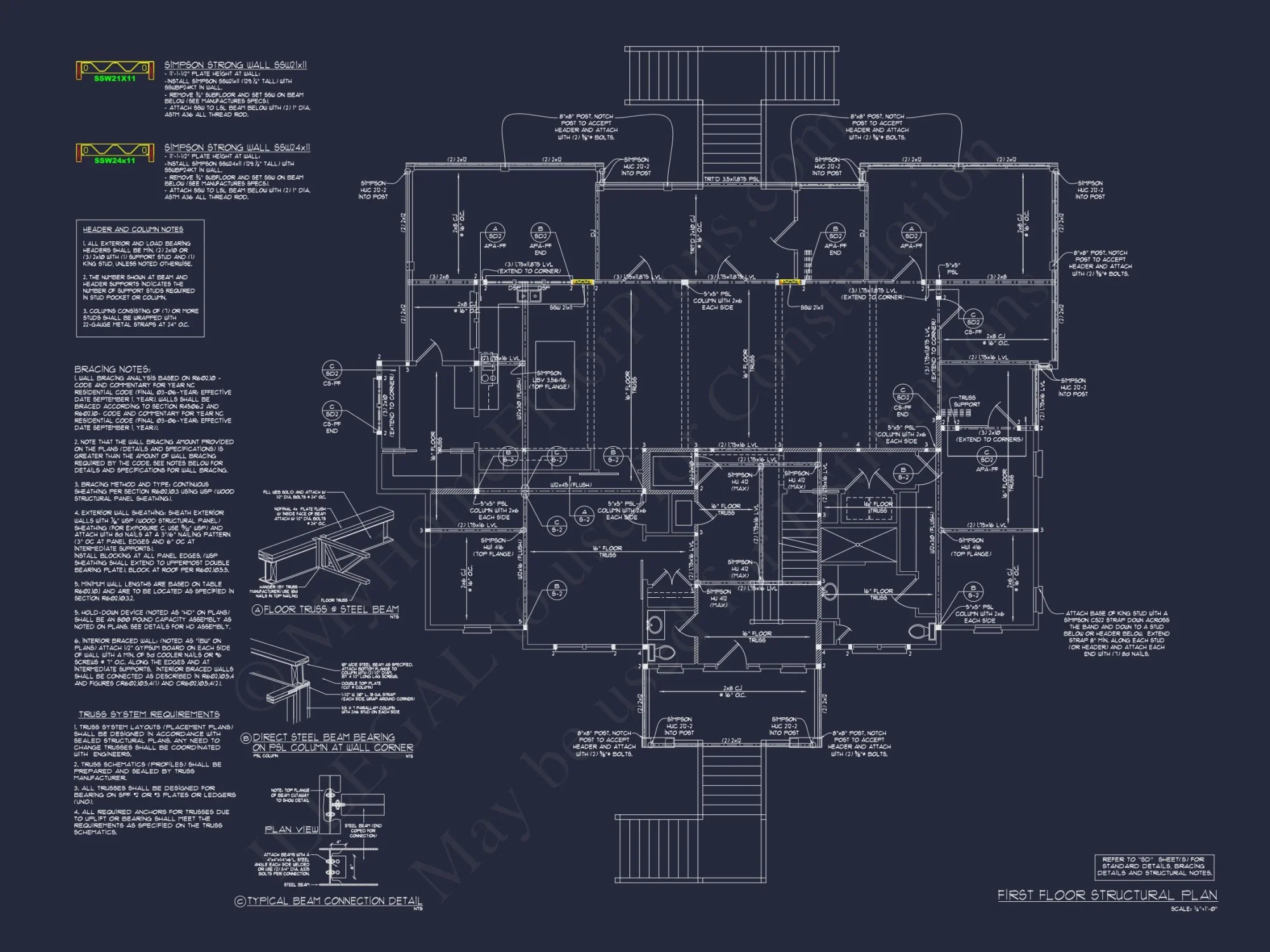 Coastal 2.5-Story house Plan: 5-Bed, 4-Bath, CAD Blueprint