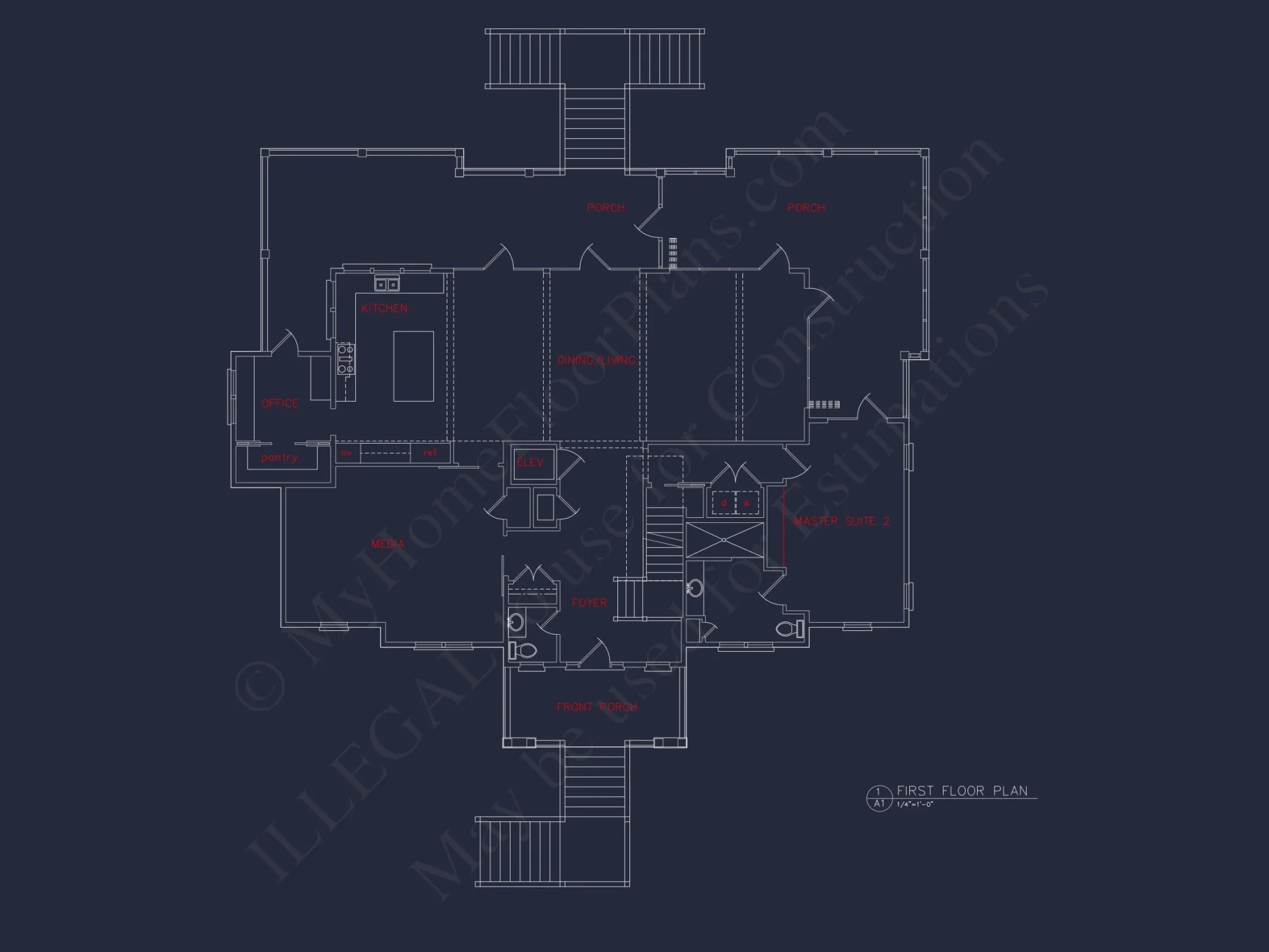 Coastal 2.5-Story house Plan: 5-Bed, 4-Bath, CAD Blueprint
