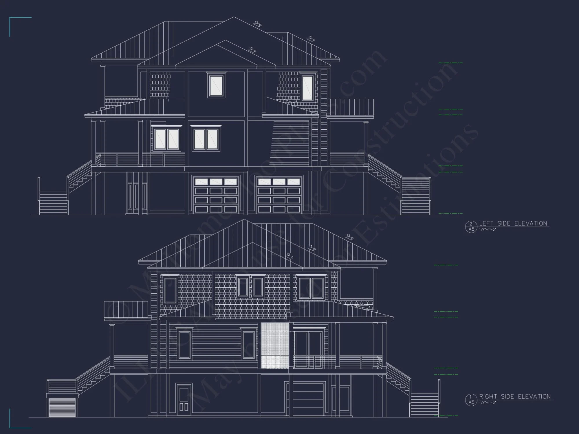 Coastal 2.5-Story house Plan: 5-Bed, 4-Bath, CAD Blueprint