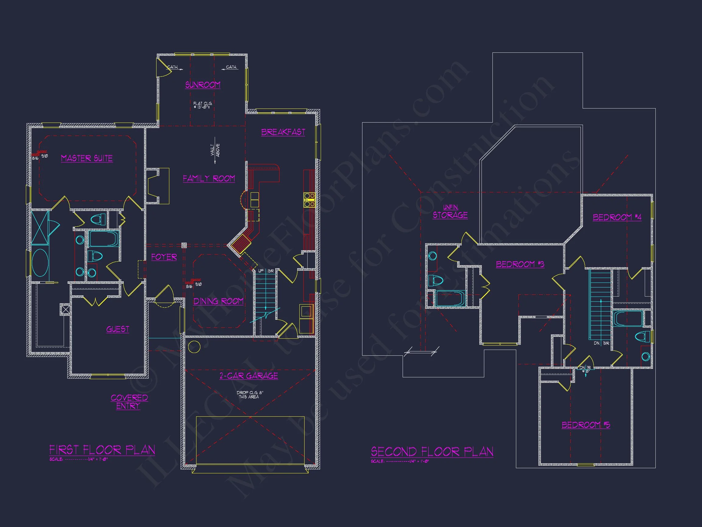 12-1074 HOUSE PLAN - Beautiful House Plan Featuring 5 Beds, CAD Blueprints & Designs 6 Beautiful house Plan Featuring 5 Beds, CAD Blueprints & Designs