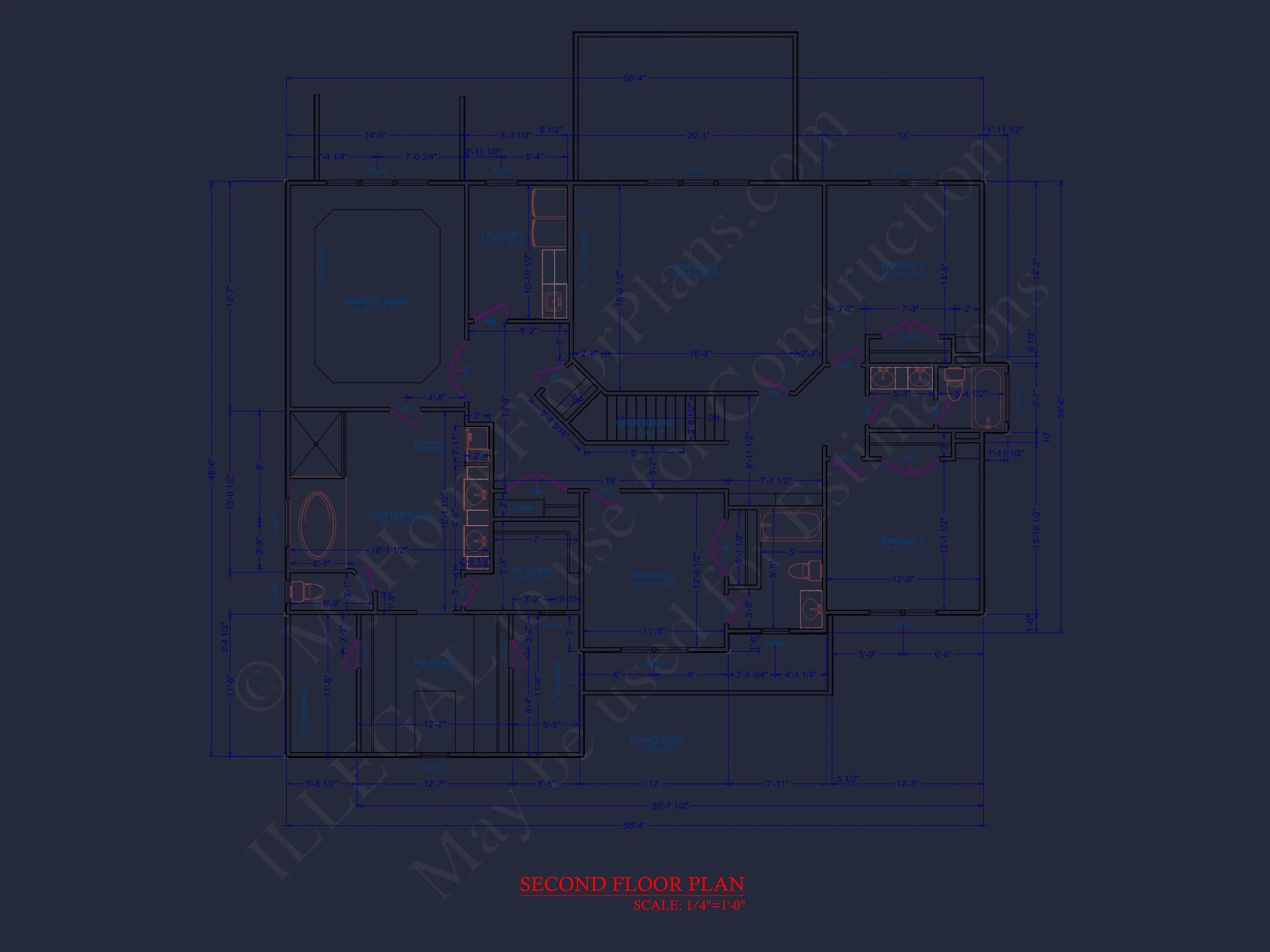 Spacious house Plan with 5 Bedrooms, CAD Blueprint Designs