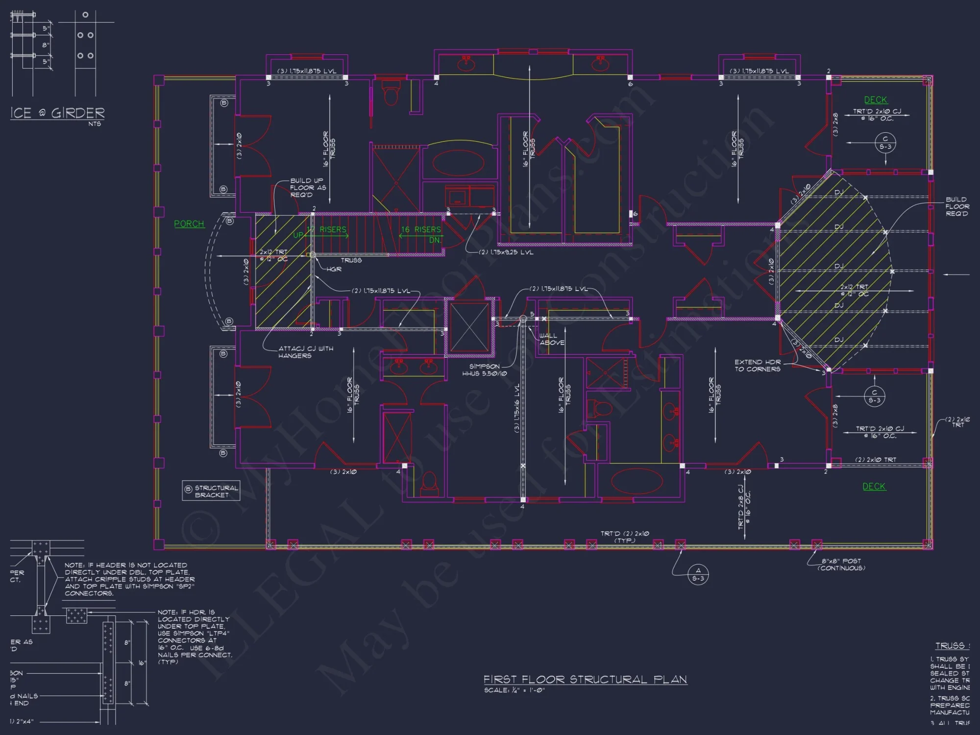 Beach house Plan w/Coastal Design - 5477 Sq Ft, 4 Beds, 4 Baths