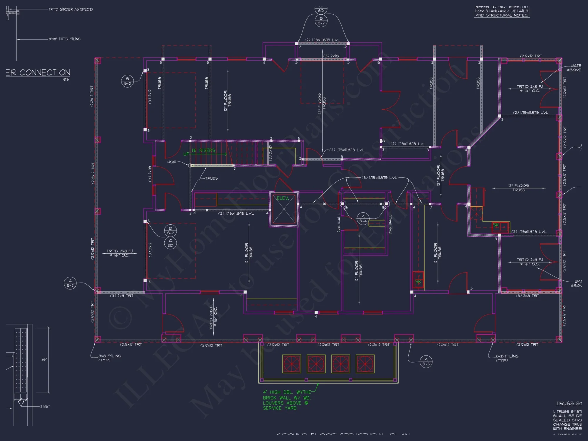 Beach house Plan w/Coastal Design - 5477 Sq Ft, 4 Beds, 4 Baths
